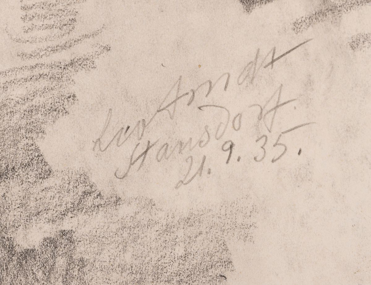 Detail a: Leo Arndt, 1857 Eilenburg - 1945 Berlin, Bleistiftzeichnung auf dickem Papier, wohl Entwurfskizze für ein Denkmal, geflügelter Ikarus auf Plinthe, ...