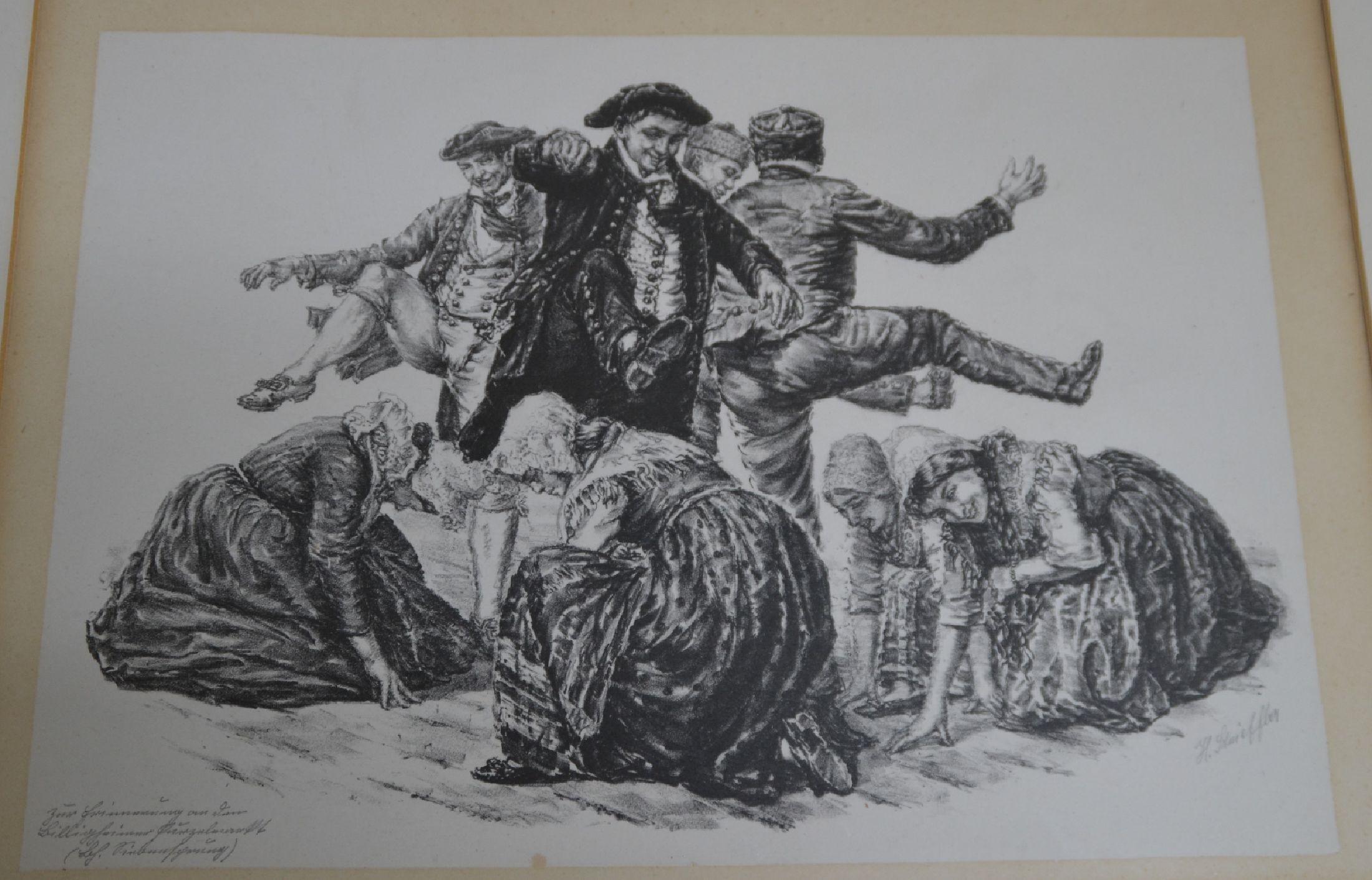 Detail d: Heinrich Strieffler, 1872-1949 Neustadt, Studium an der Akademie München, 12 Lithographien, Festumzug dat. 1925, Springreiter dat. 1924, Wagenrennen ...