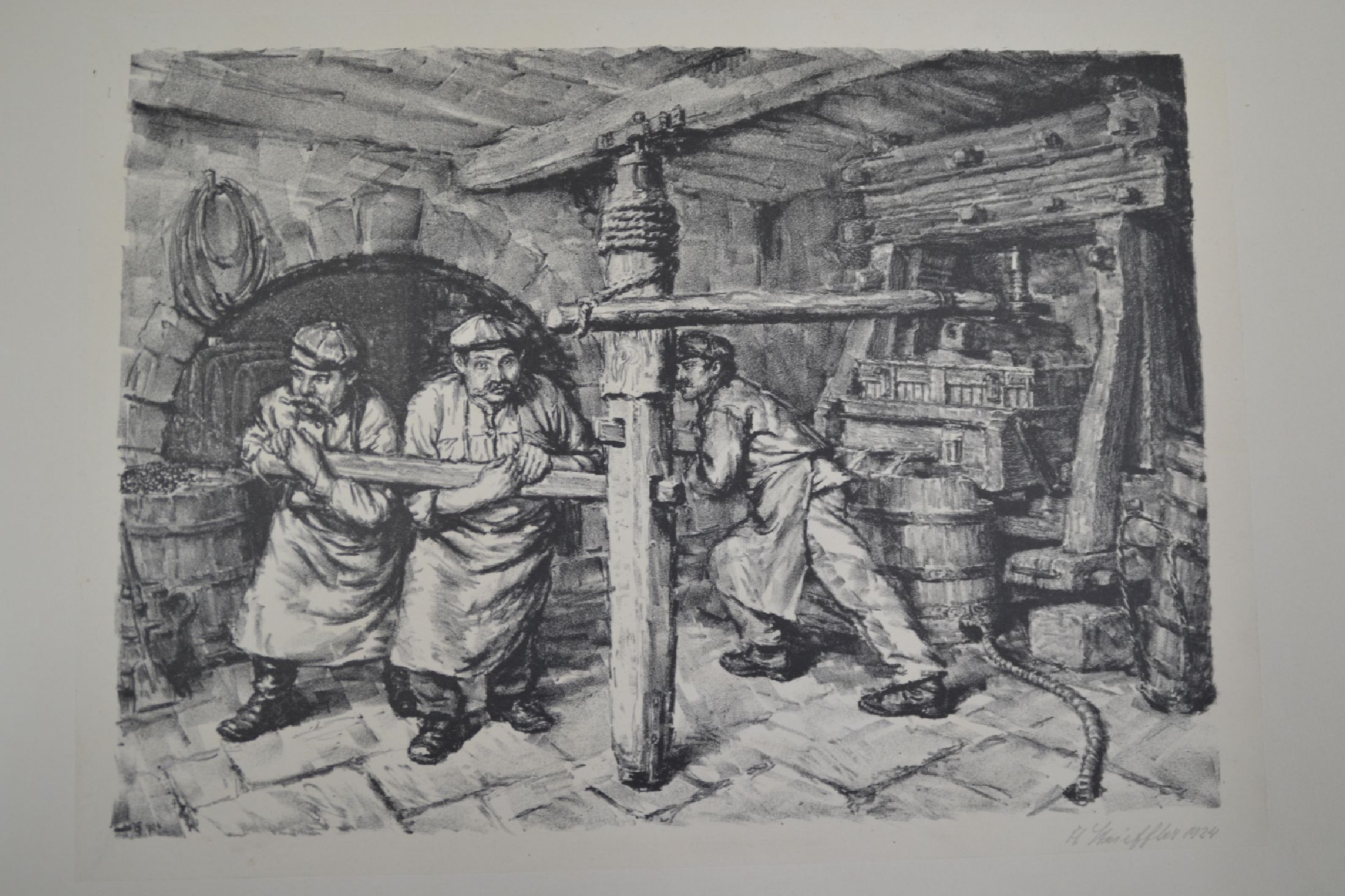 Detail h: Heinrich Strieffler, 1872-1949 Neustadt, Studium an der Akademie München, 12 Lithographien, Festumzug dat. 1925, Springreiter dat. 1924, Wagenrennen ...