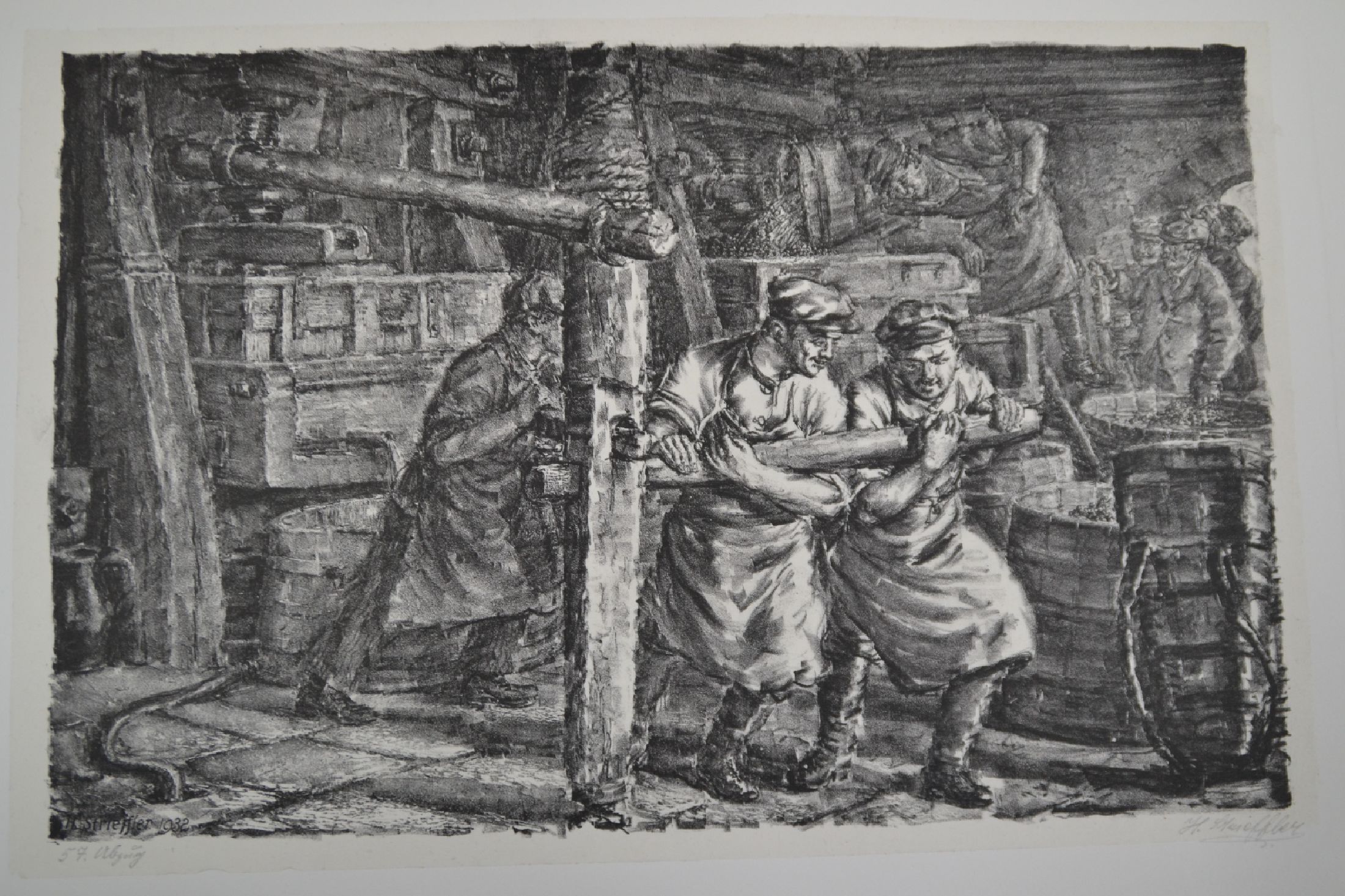 Detail i: Heinrich Strieffler, 1872-1949 Neustadt, Studium an der Akademie München, 12 Lithographien, Festumzug dat. 1925, Springreiter dat. 1924, Wagenrennen ...