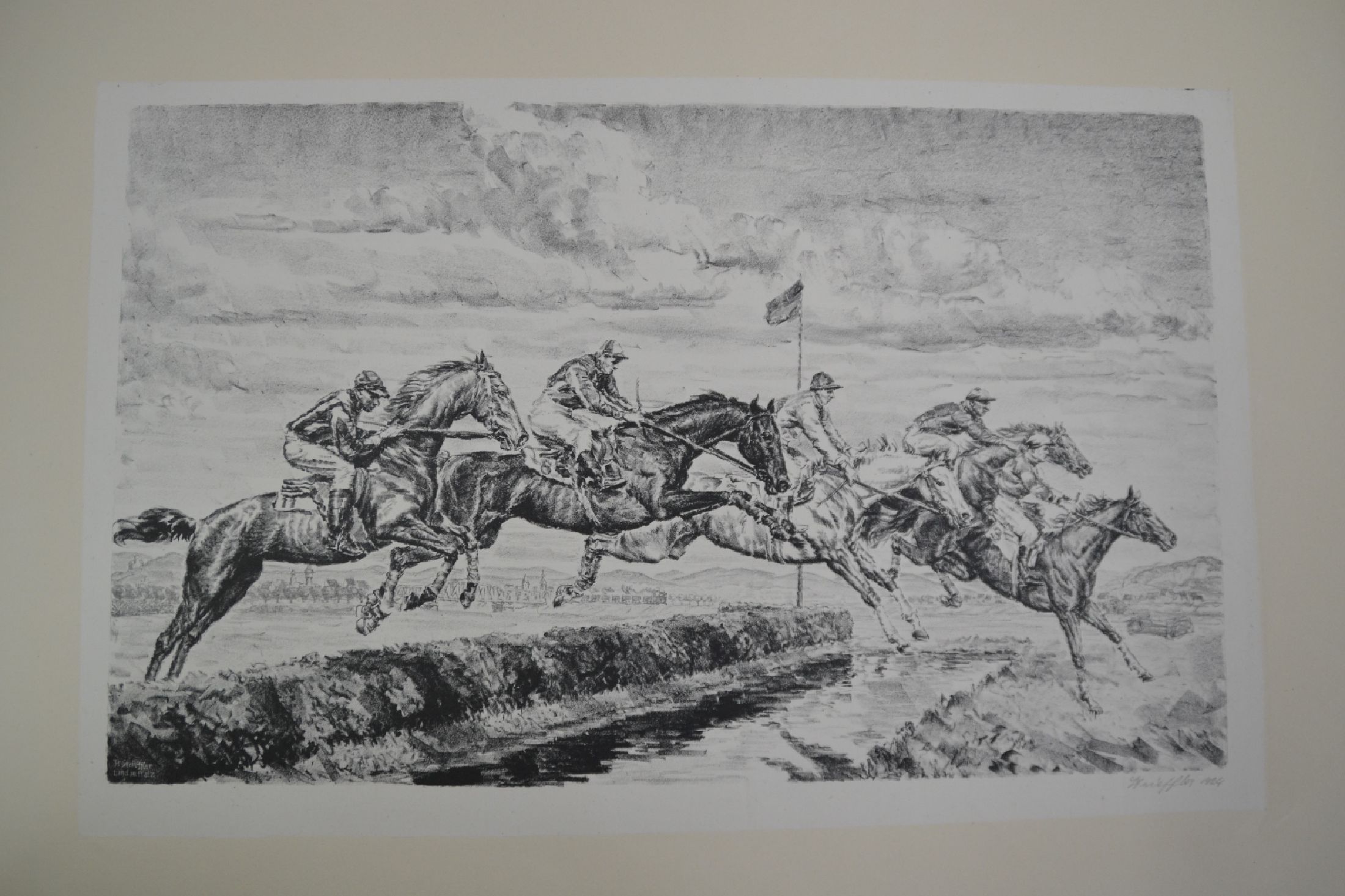 Detail l: Heinrich Strieffler, 1872-1949 Neustadt, Studium an der Akademie München, 12 Lithographien, Festumzug dat. 1925, Springreiter dat. 1924, Wagenrennen ...
