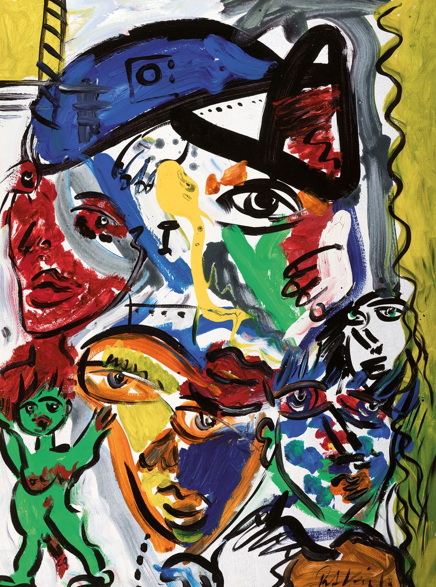 Peter Robert Keil, geb. 1942, Filmfestspiele Berlin 83, rückseitig betitelt , signiert und dat., ca. Öl/Malkarton, ca. 80x60cm, R. ca. 92x72cm