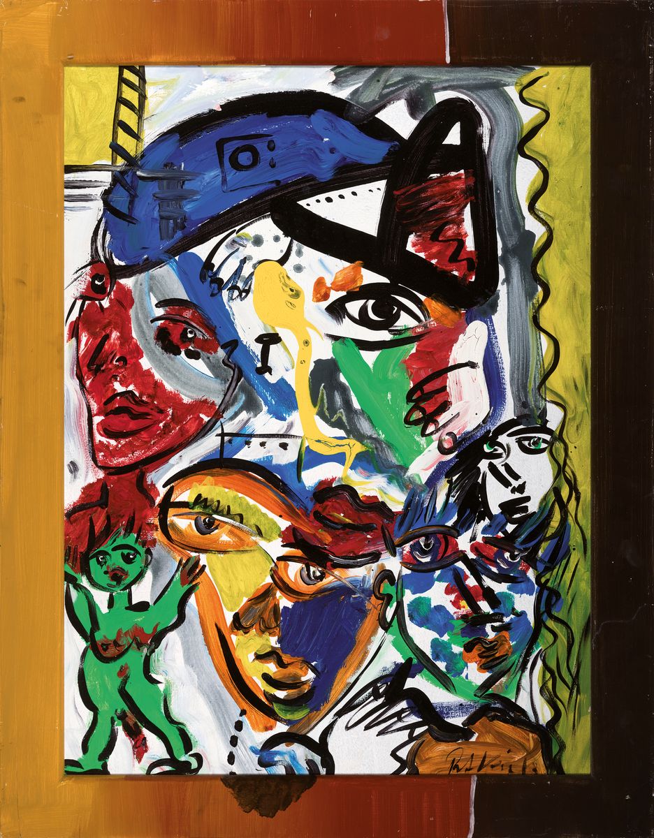 Detail k: Peter Robert Keil, geb. 1942, Filmfestspiele Berlin 83, rückseitig betitelt , signiert und dat., ca. Öl/Malkarton, ca. 80x60cm, R. ca. 92x72cm