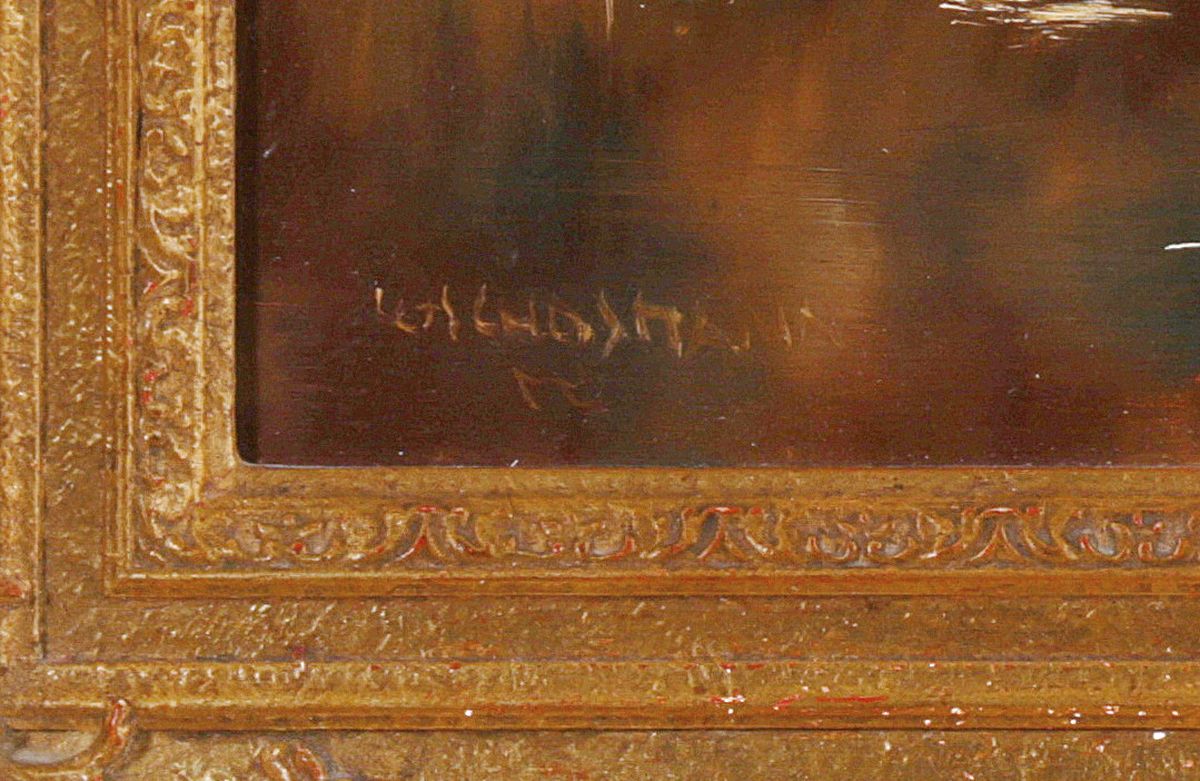 Detail a: Ludwig Gschossmann, 1901 München-1988 Tegernsee, Landschaft im Dachauer Moos, Öl/Hartfaser, links unten signiert, ca. 50x60cm, R. ca. 68x78cm