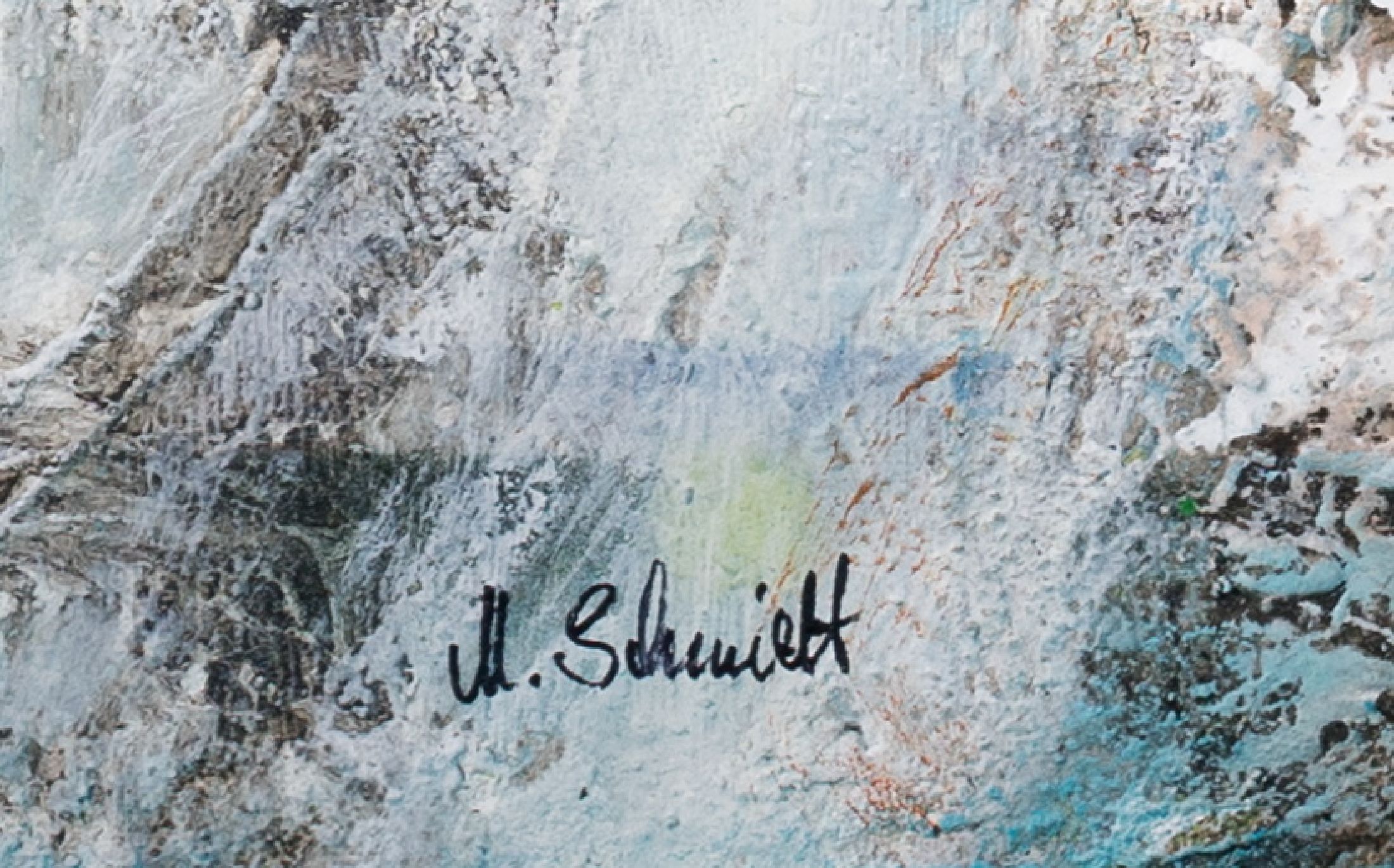 Detail a: Marion Schmidt, geb. 1963 Eschwege, The Beginning, Spachtelmasse/Acryl/Öl, links unten signiert, ca. 100x100cm