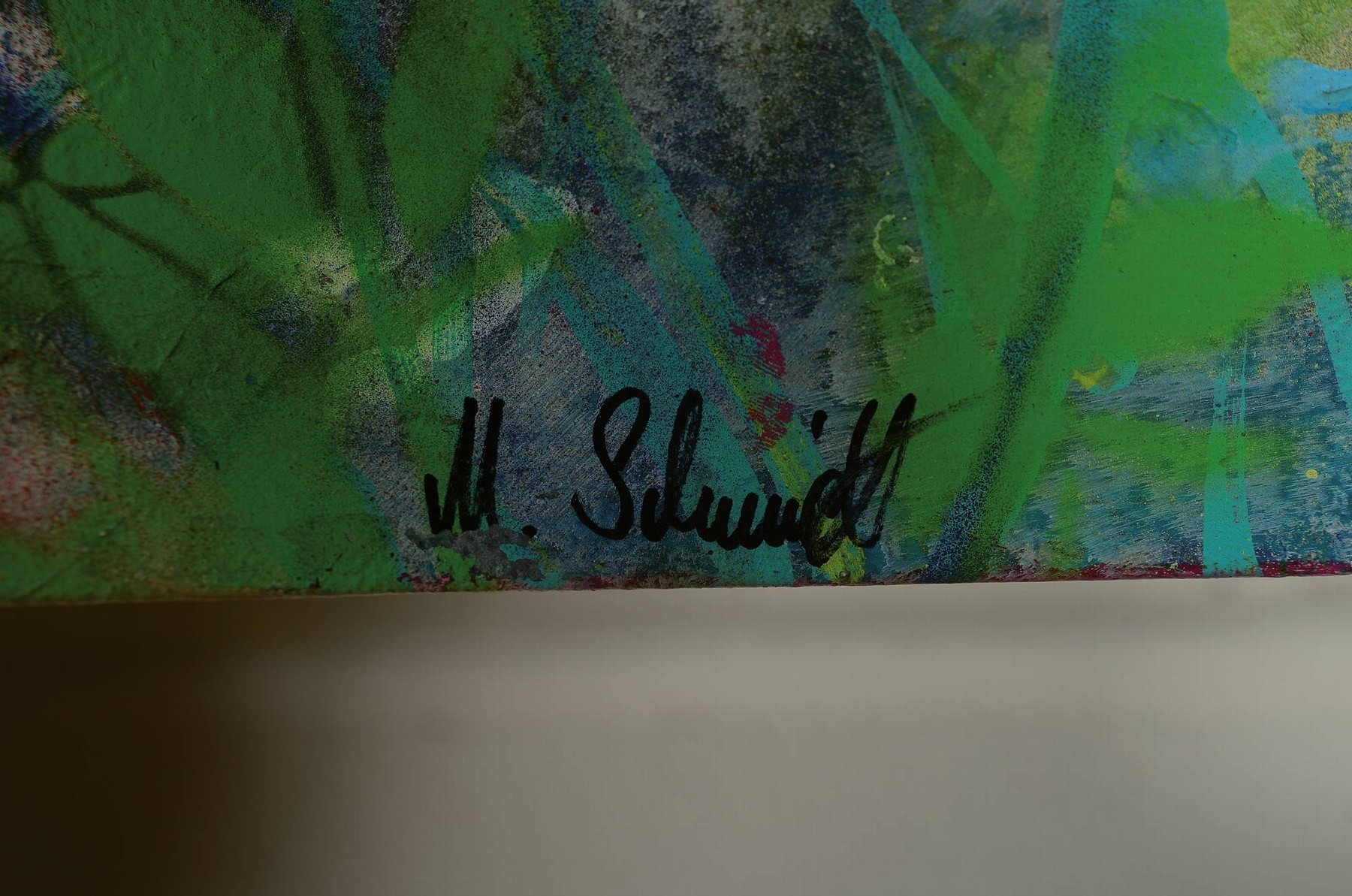 Detail a: Marion Schmidt, geb. 1963 Eschwege, Lotus Pond, Acryl und Öl auf Lwd, rechts unten signiert, ca. 100x100cm
