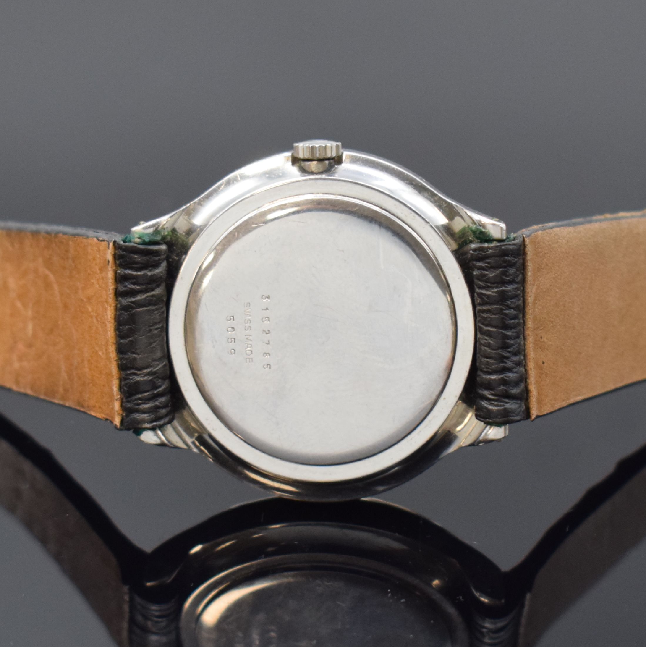 Detail c: MIDO Ocean Star Datoday Herrenarmbanduhr Referenz 5059 in Stahl, Schweiz um 1970, Automatik, Monocoque-Geh., orig. Glas u. Krone, silb. Zifferbl., ...