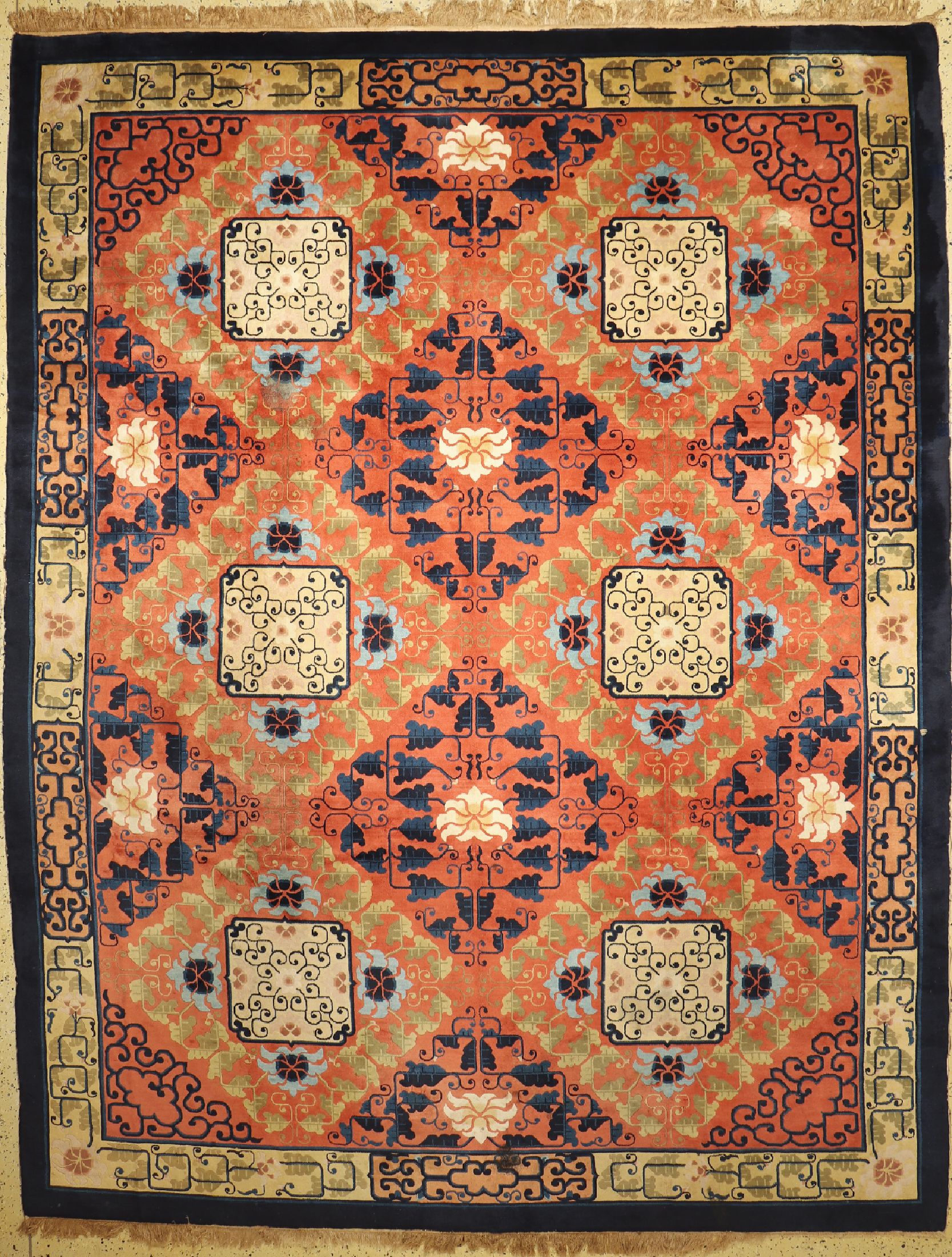 Antik Finish, China, um 1960, Wolle auf Baumwolle, ca. 365 x 283 cm, EHZ: 4