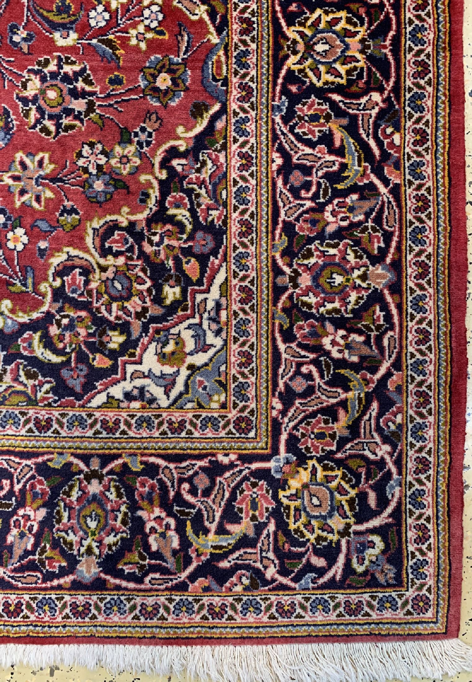 Detail a: Keschan, Persien, ca. 50 Jahre, Wolle auf Baumwolle, ca. 215 x 143 cm, EHZ: 1-2