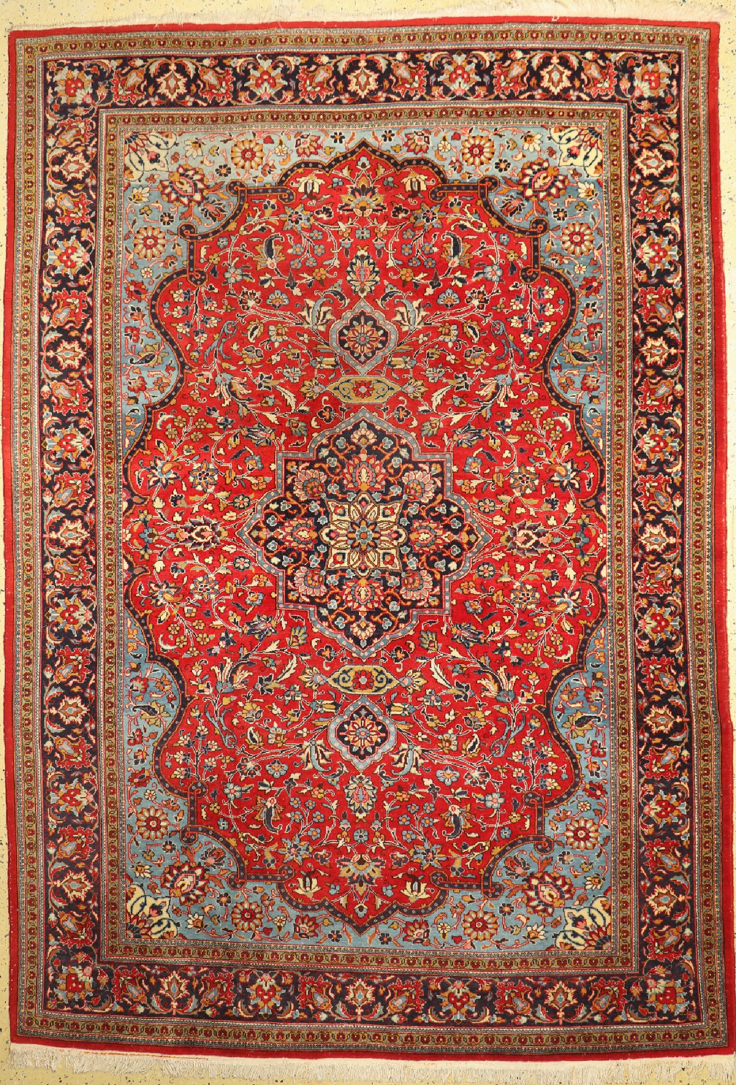 Keschan, Persien, ca. 50 Jahre, Wolle auf Baumwolle, ca. 314 x 218 cm, Reinigungsbedürftig, EHZ: 2