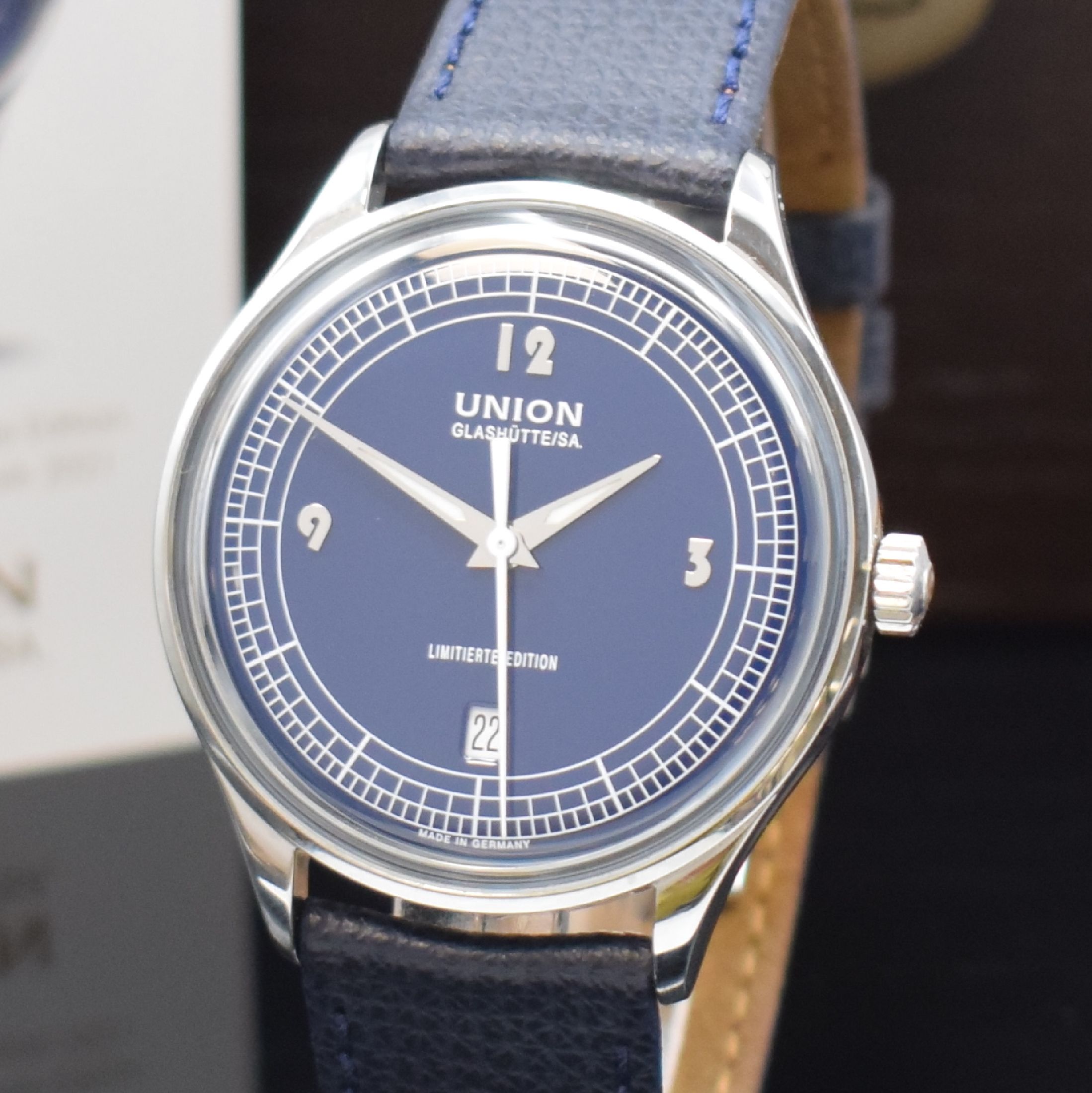 Detail a: UNION GLASHÜTTE Noramis ADAC Deutschland Klassik 2021 limitierte Armbanduhr in Stahl, Deutschland 2021, Automatik, beids. Saphir- vergl. Geh., orig. ...