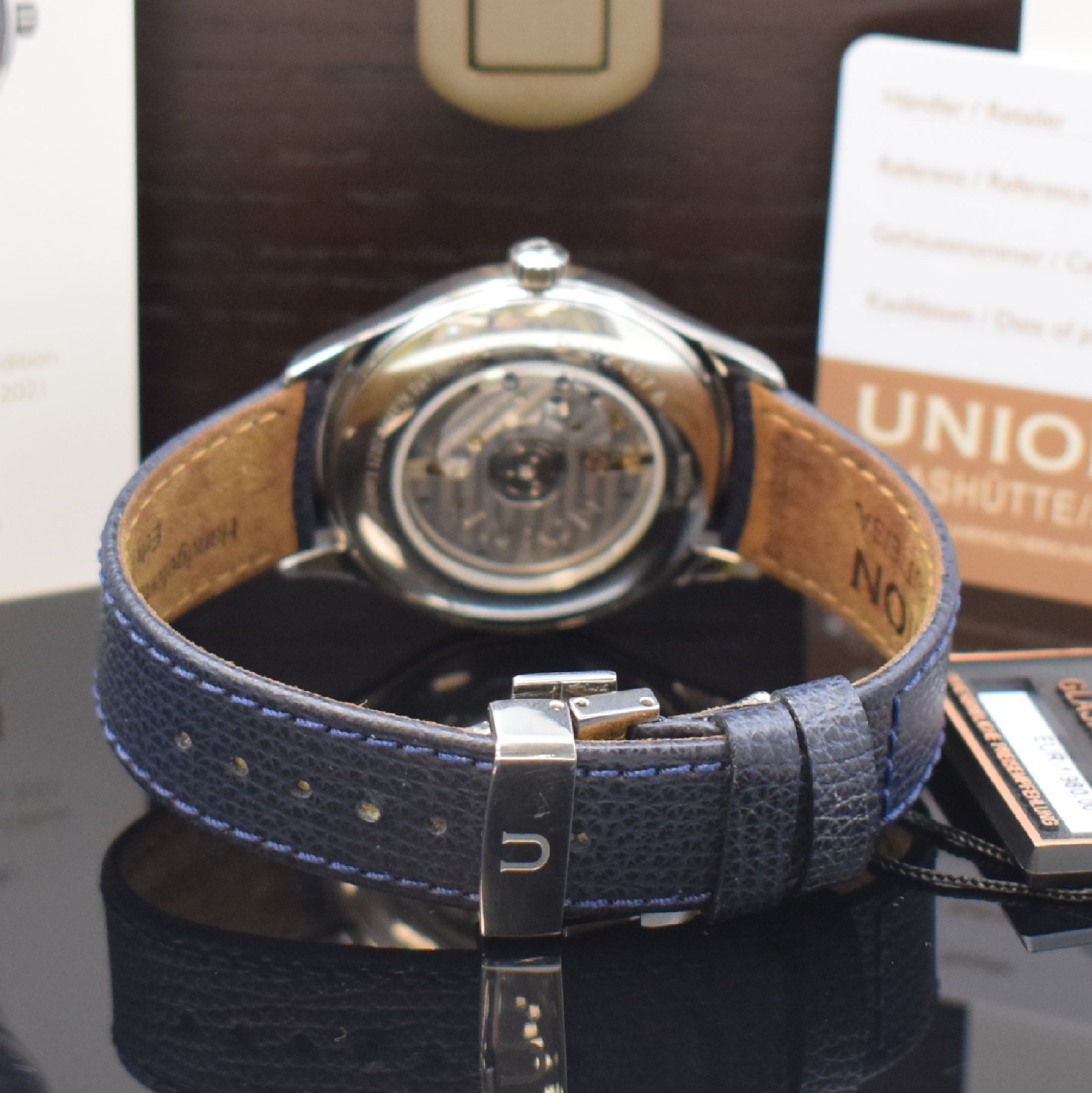 Detail b: UNION GLASHÜTTE Noramis ADAC Deutschland Klassik 2021 limitierte Armbanduhr in Stahl, Deutschland 2021, Automatik, beids. Saphir- vergl. Geh., orig. ...