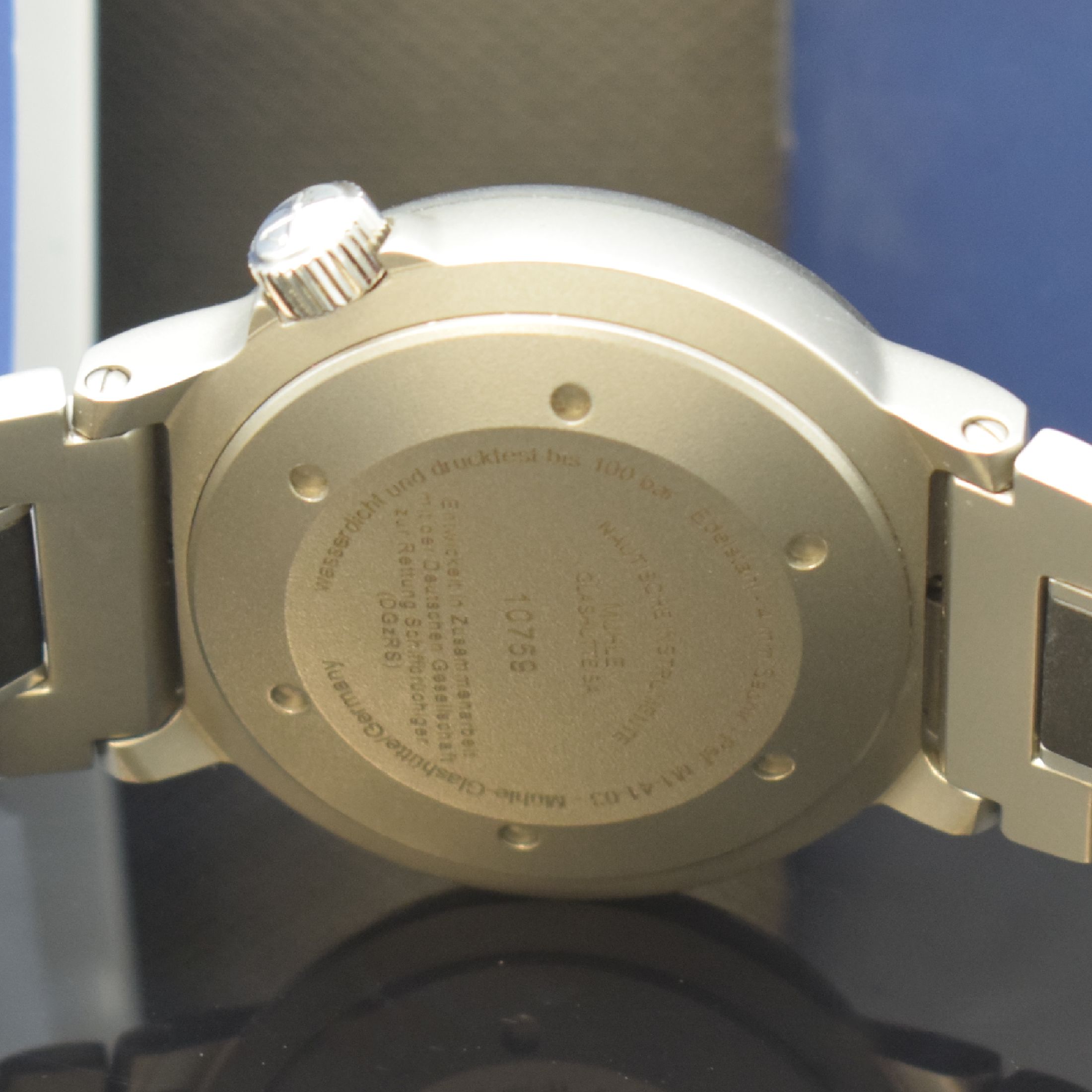 Detail d: MÜHLE GLASHÜTTE S.A.R. Rescue Timer Armbanduhr in Stahl Referenz M1-41-03, Deutschland lt. orig. Papier verk. 2020, Automatik, matt. ...