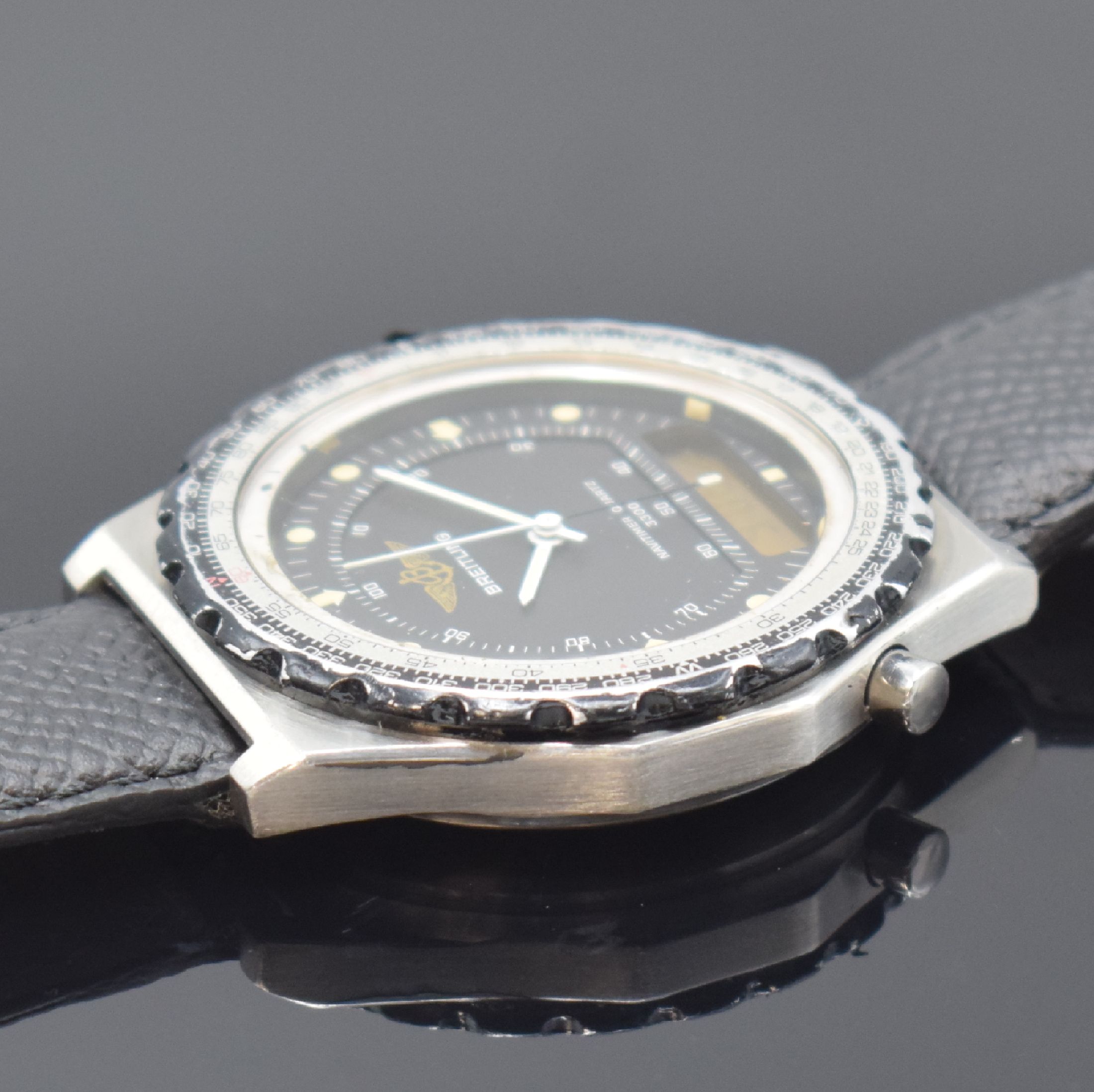 Detail c: BREITLING Multifunktion-Armbanduhr Serie Navitimer Quartz 3300 "Jupiter", Schweiz um 1985, Ref. 80972, verschr. Edelstahlgeh., Lünette m. ...