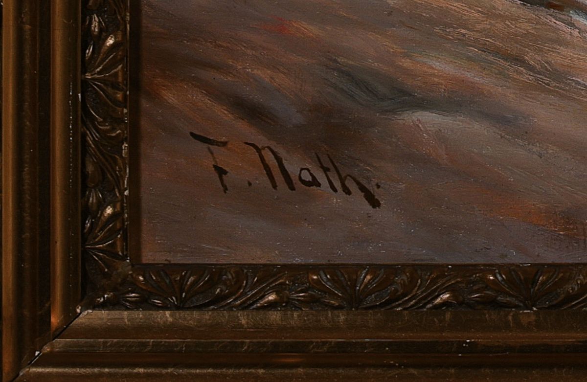 Detail a: Friedrich Nath, 1859 Stallupänen-1929 Berlin, Brandung an einer felsiger Küste im Morgenrot, Öl/Lwd, links unten sign., l.besch., ca. 70x95cm, R. ...