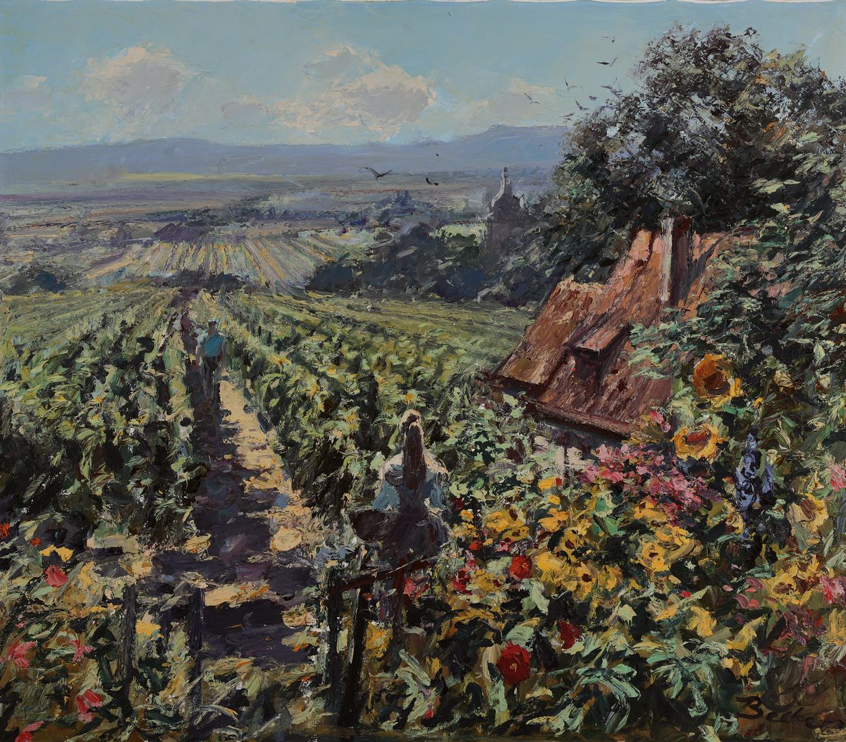 Hans-Jörg Becker, 1930 Berlin-2013, Sommertag in der Pfalz, Öl/Lwd, rechts unten signiert, ca. 70x80cm, R. ca. 83x93cm