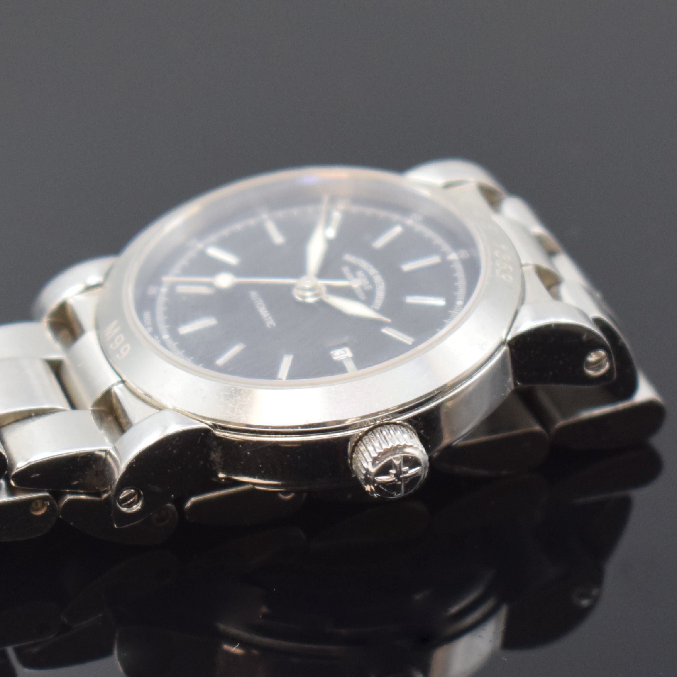 Detail c: NAUTISCHE INSTRUMENTE MÜHLE GLASHÜTTE M99 Damenarmbanduhr in Stahl, Deutschland um 2000, Automatik, beids. vergl. Geh. inkl. orig. Stahlband m. ...