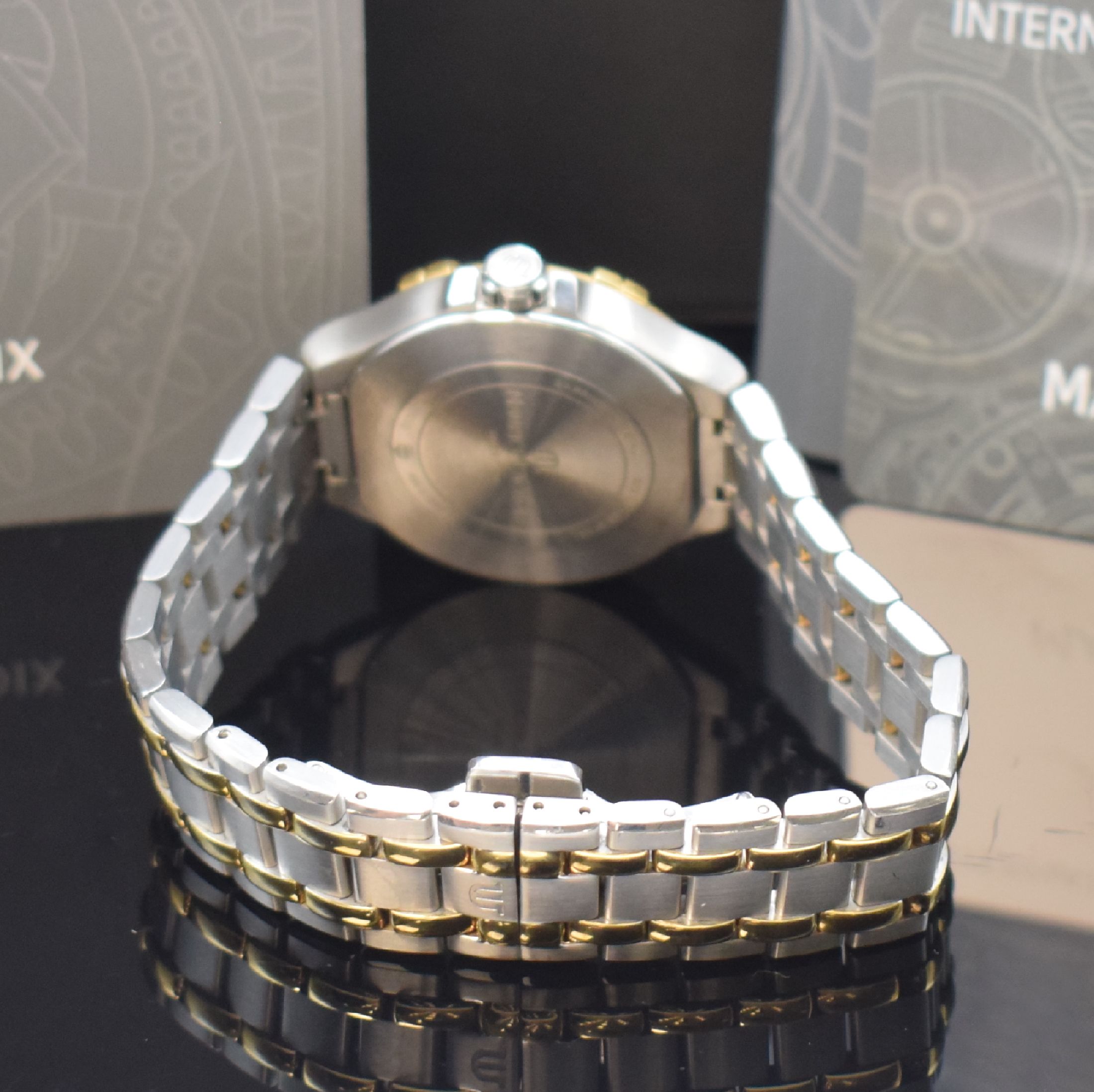 Detail b: MAURICE LACROIX AIKON Armbanduhr in Stahl/vergoldet, Schweiz um 2020, quartz, gedr. Geh., integr. orig. Band m. dopp. Faltschl., Perlmuttzifferbl., ...
