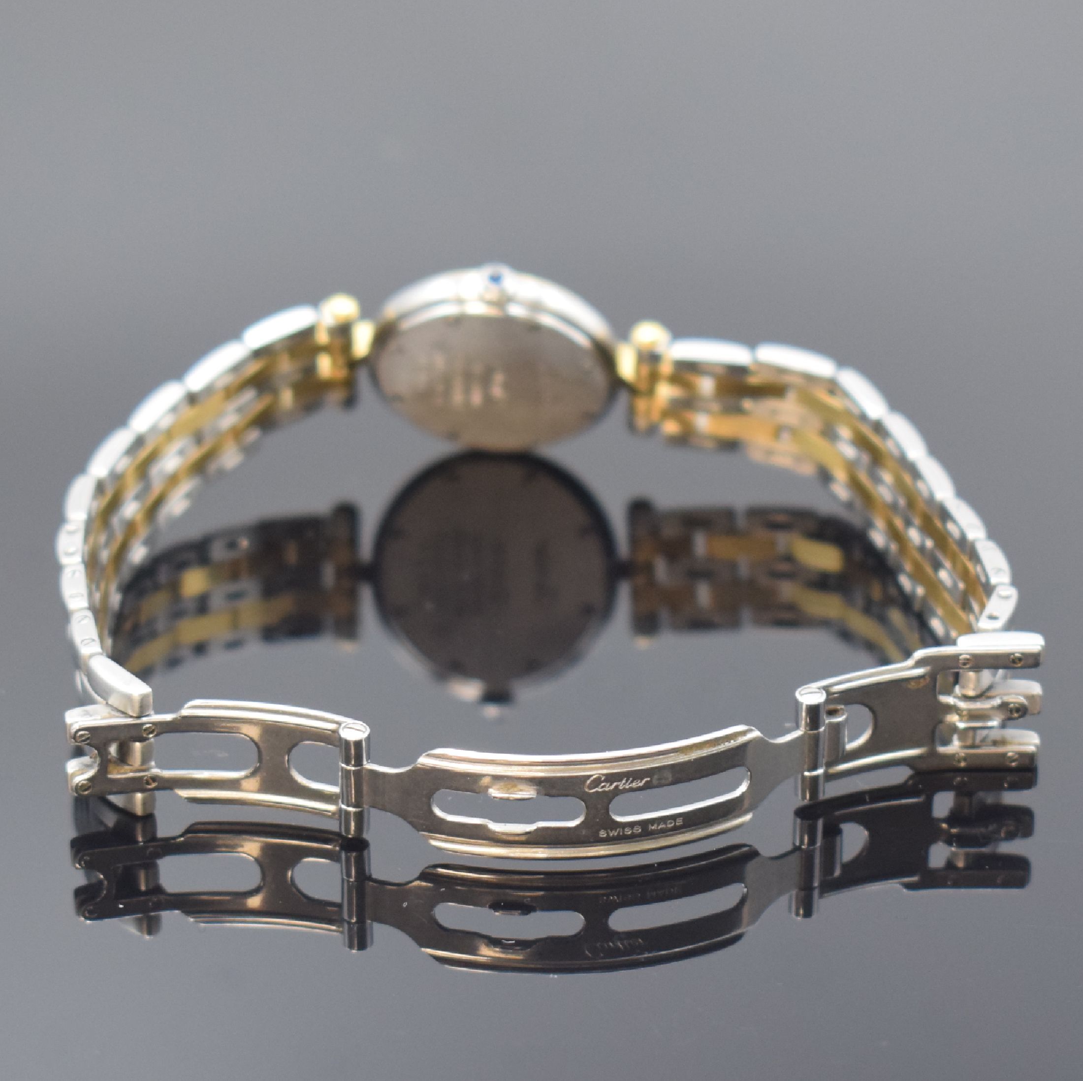Detail b: CARTIER Panthère Ronde Damenarmbanduhr in Stahl/Gold Referenz 1057920, Schweiz um 1990, quartz, 8-fach verschr. Geh., Gliederband m. dopp. ...