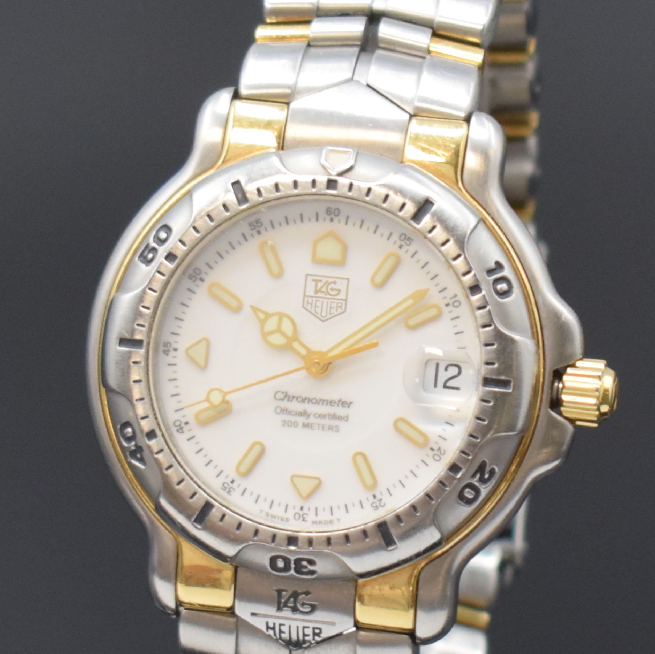 Detail a: TAG HEUER Chronometer Herrenarmbanduhr, Schweiz um 1990, Automatik, Ref. WH5151, Edelstahl/Gold komb. inkl. orig. Gliederband m. Faltschl., Krone u. ...