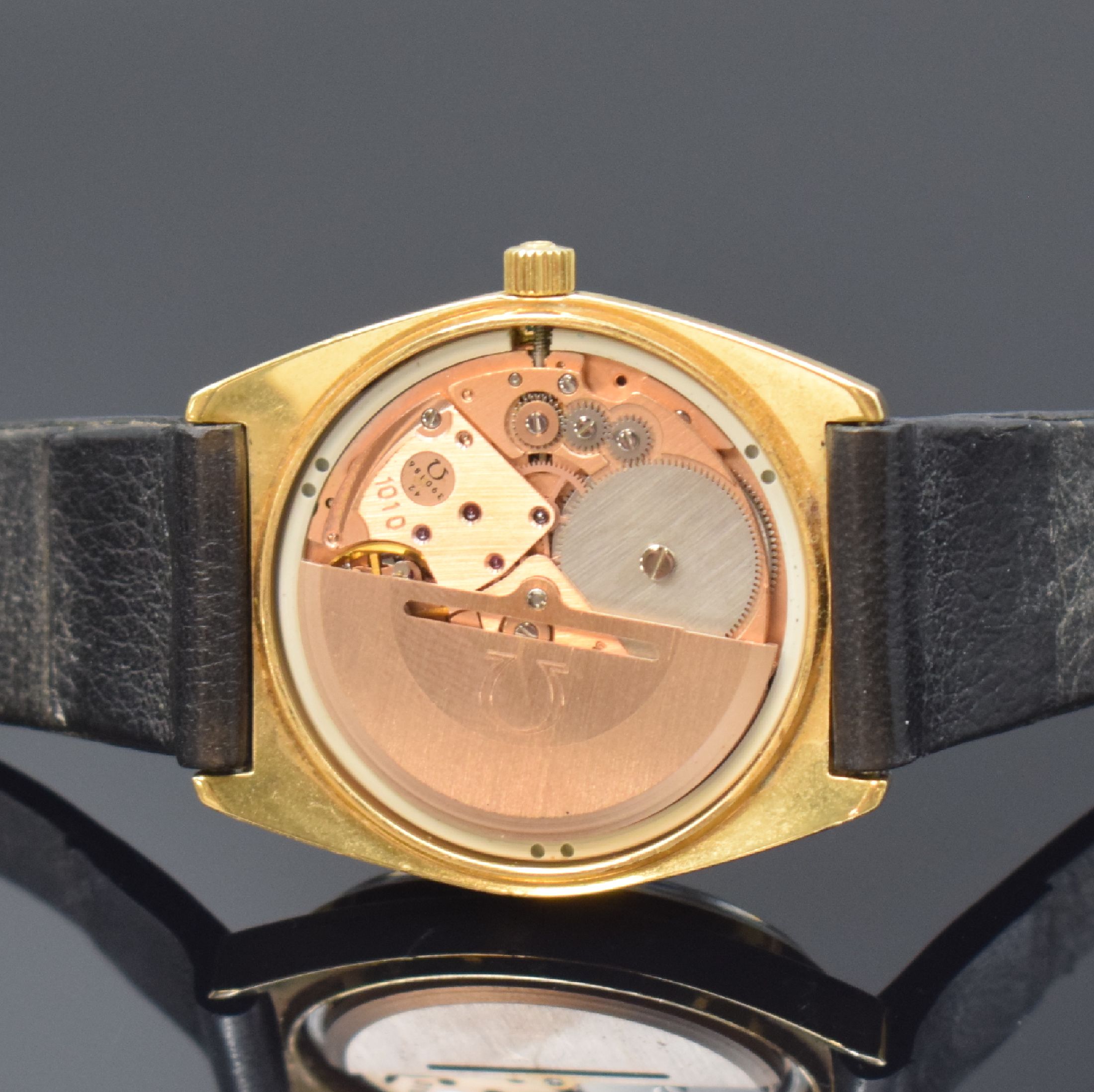Detail e: OMEGA Seamaster vergoldete Herrenarmbanduhr Referenz 166.0204, Schweiz um 1970, Automatik, Boden aufgedr., champagnerfarb. Zifferbl. m. aufgel. ...