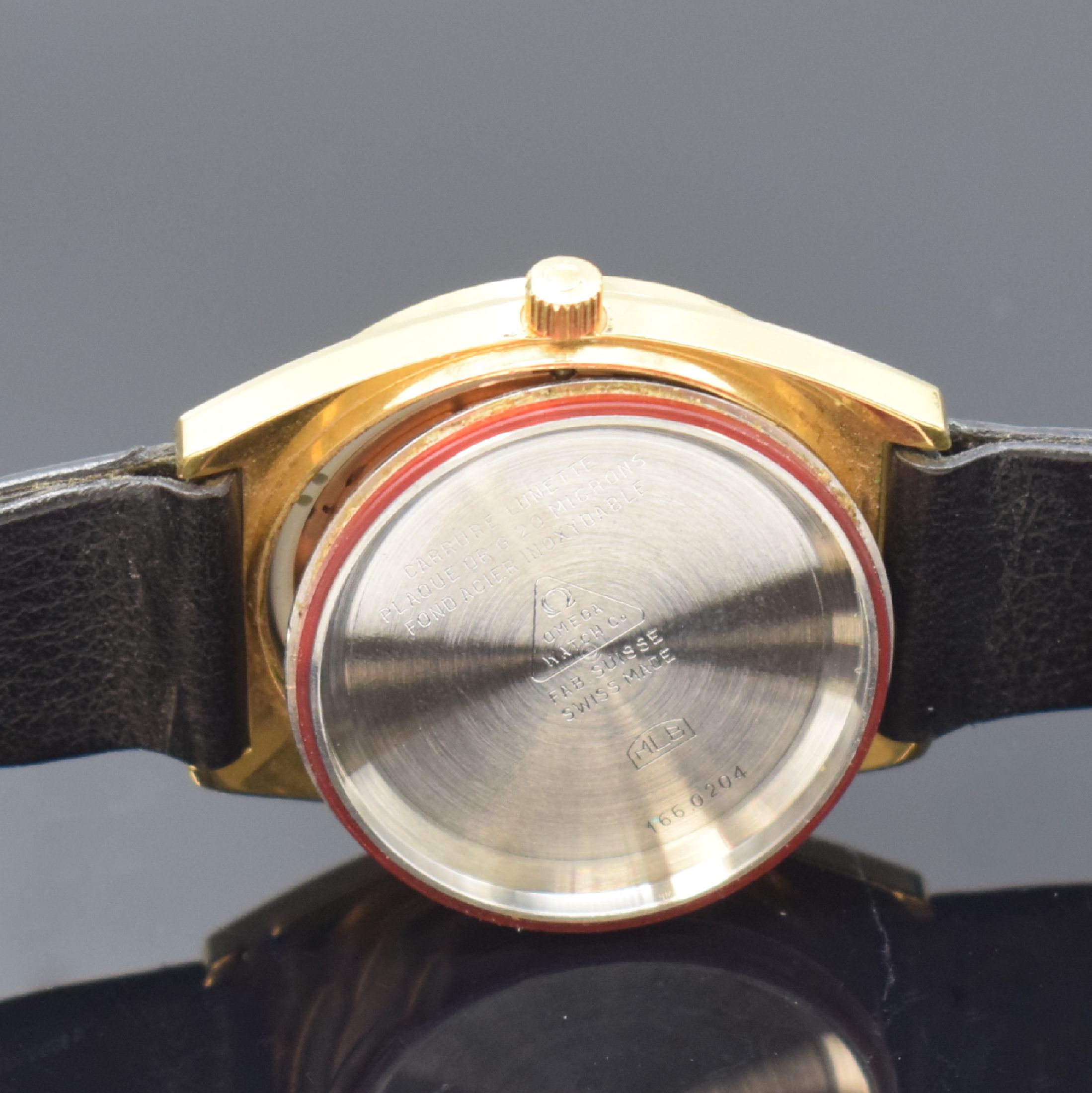 Detail g: OMEGA Seamaster vergoldete Herrenarmbanduhr Referenz 166.0204, Schweiz um 1970, Automatik, Boden aufgedr., champagnerfarb. Zifferbl. m. aufgel. ...