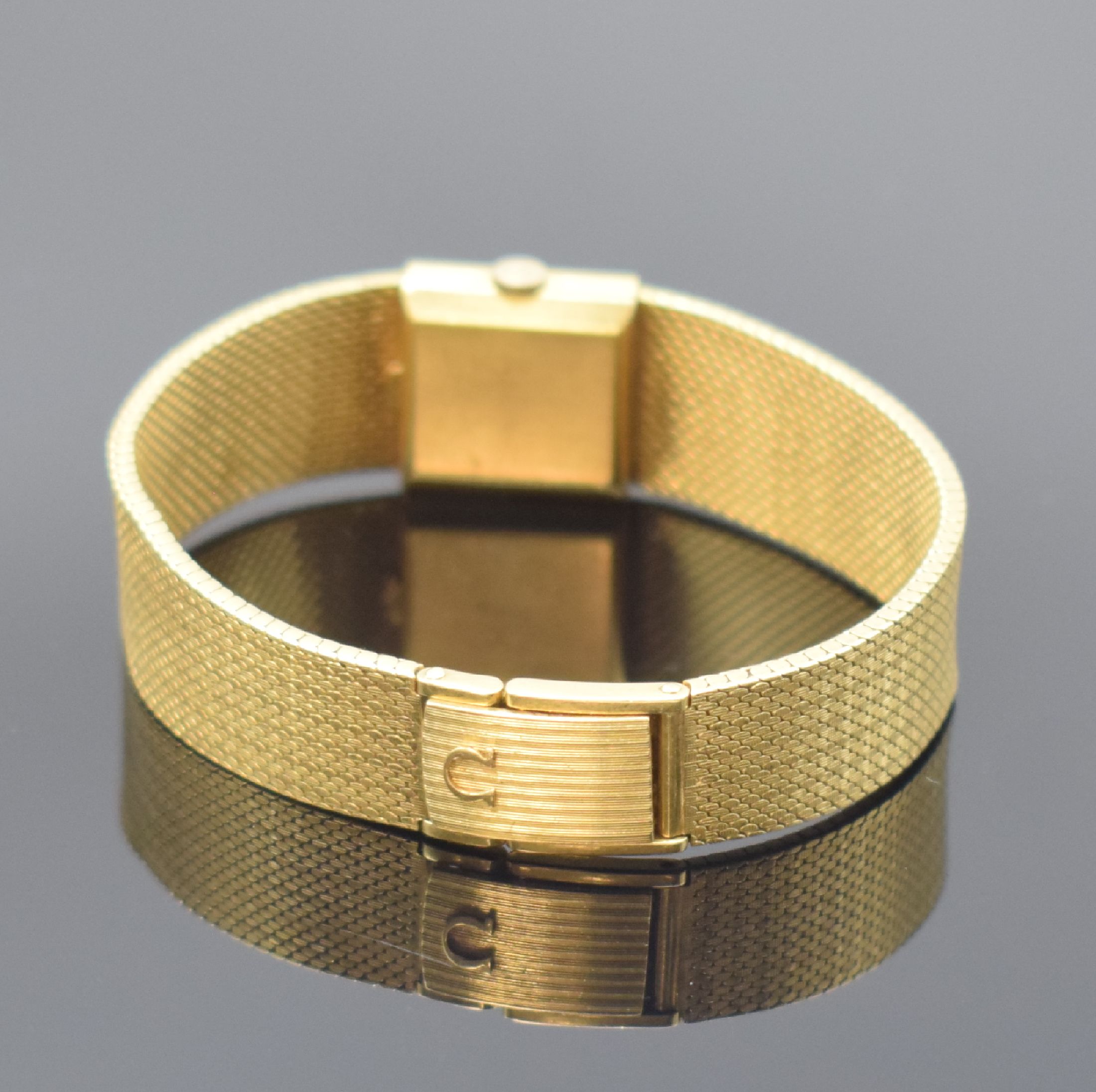 Detail b: OMEGA / TÜRLER Damenarmbanduhr in GG 750/000 Referenz 8108, Handaufzug, 2-teil. Geh., Boden aufgedr., silb. Zifferbl. m. aufgel. Indizes l. fl., ...