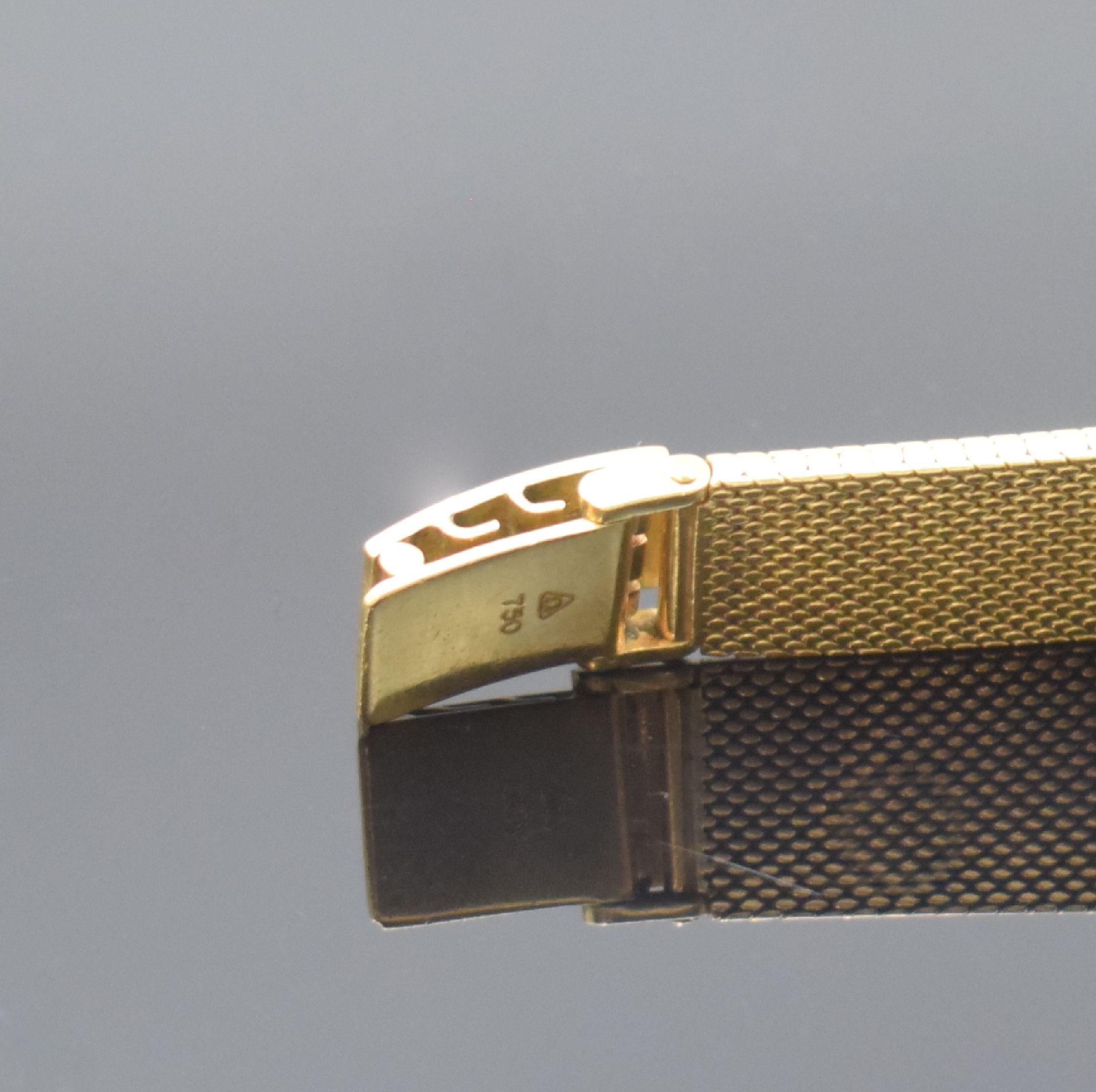 Detail c: OMEGA / TÜRLER Damenarmbanduhr in GG 750/000 Referenz 8108, Handaufzug, 2-teil. Geh., Boden aufgedr., silb. Zifferbl. m. aufgel. Indizes l. fl., ...