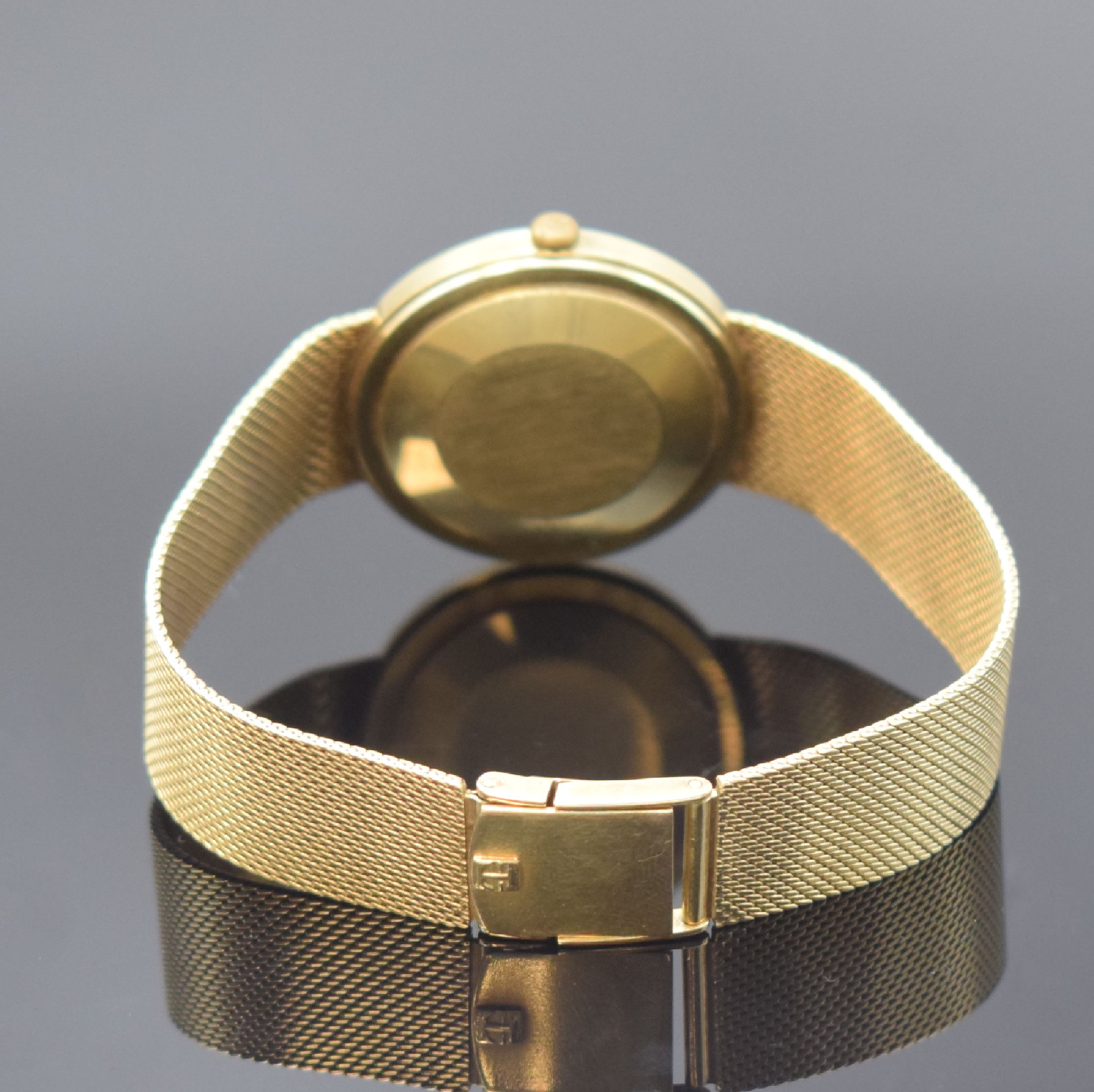 Detail b: TISSOT Visodate Armbanduhr in GG 585/000 Referenz 6359, Schweiz um 1970, Automatik, Boden aufgedr., Milanaiseband, gold. Zifferbl. mit aufges. ...