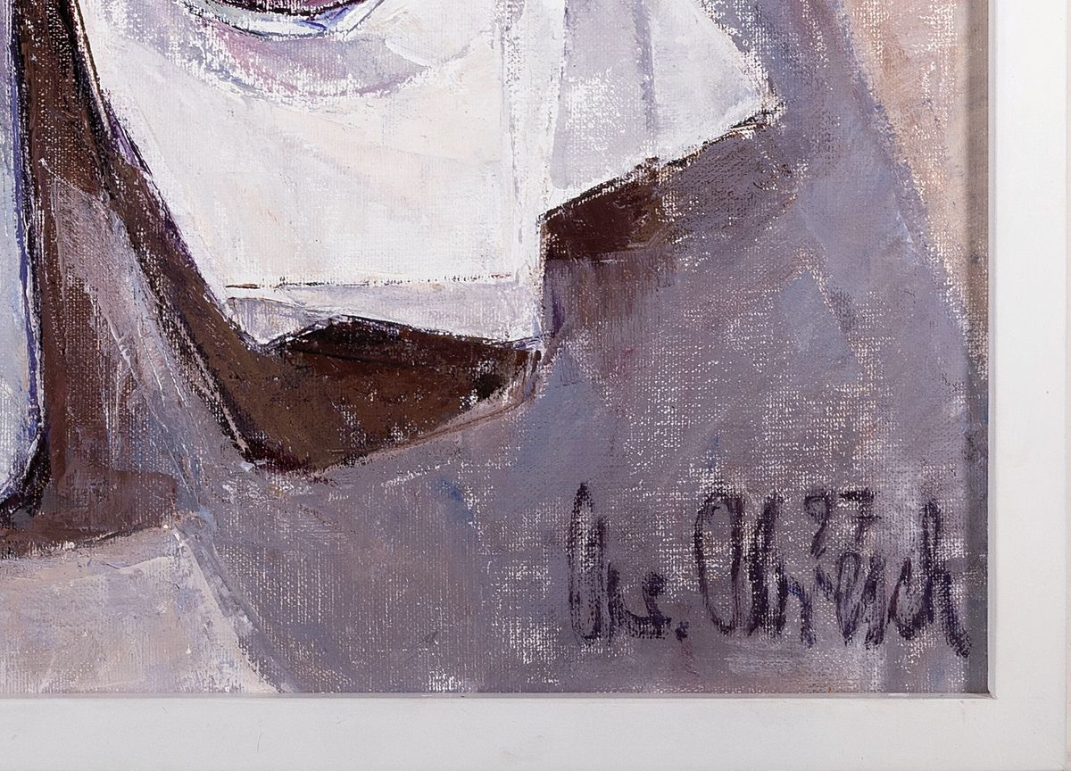 Detail a: Christel Abresch, 1931 Sulzbach-2011 Neustadt a.d.Weinstraße, Stillleben, Öl/Lwd, rechts unten signiert und dat. 97, ca. 70x70cm, R. ca. 73x73cm