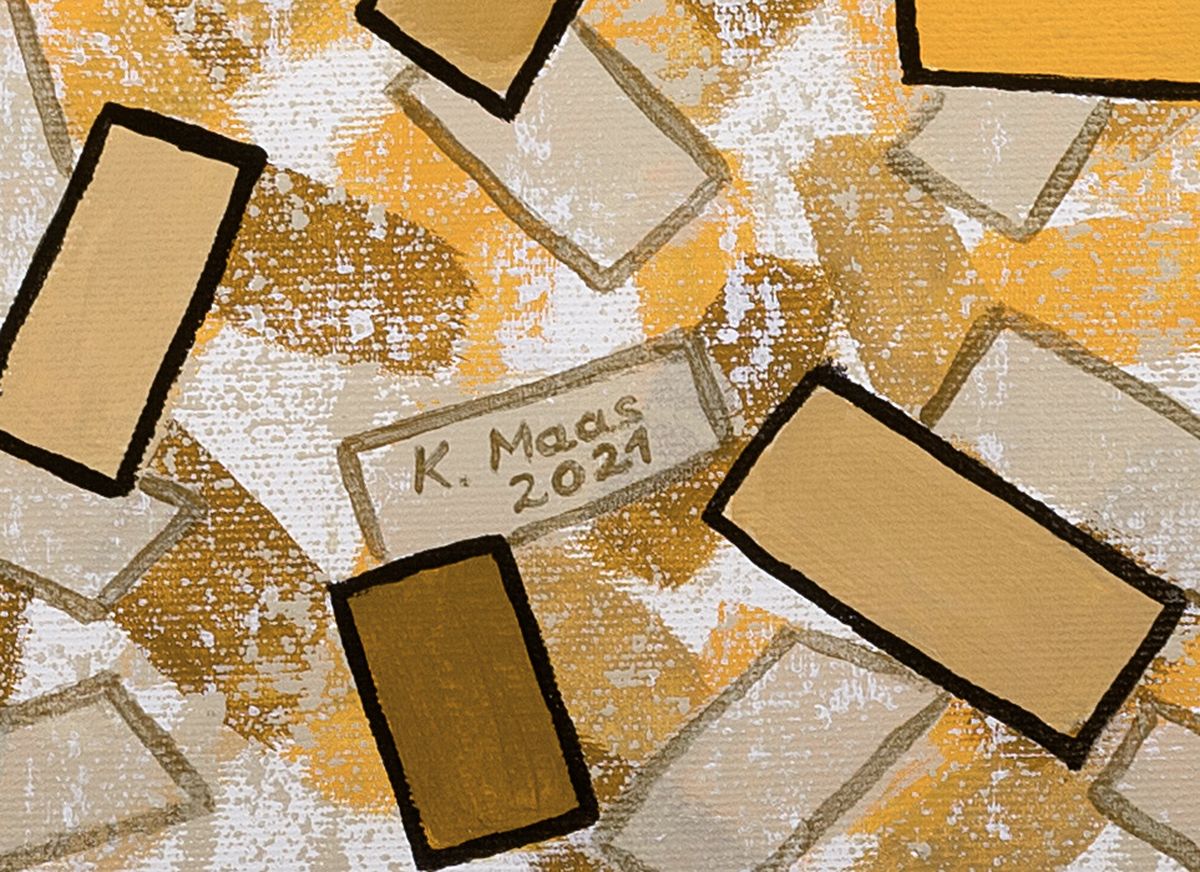 Detail c: Karin Maas, geb. 1952, Messen und Ausstellungen im In-und Ausland, Titel: "Goldener Herbst", Acryl/Lwd, sign., ca. 80x80 cm