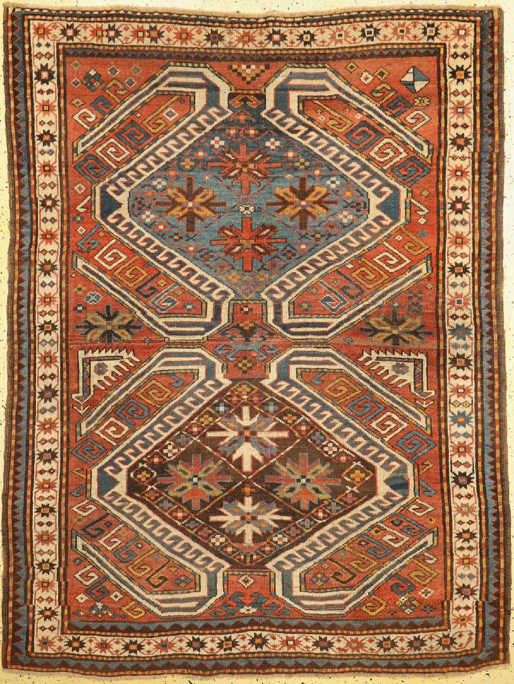 Lenkoran antik, Kaukasus, 19.Jhd, Wolle aufWolle, ca. 205 x 155 cm, EHZ: 2-3, (Alte Restaurierungen)