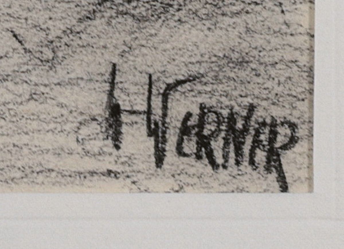 Detail a: Hans Werner, 1925-2015, Kohlezeichnung, "Grube 15", datiert 1966, signiert, unter PP und Glas gerahmt, 36x43 cm