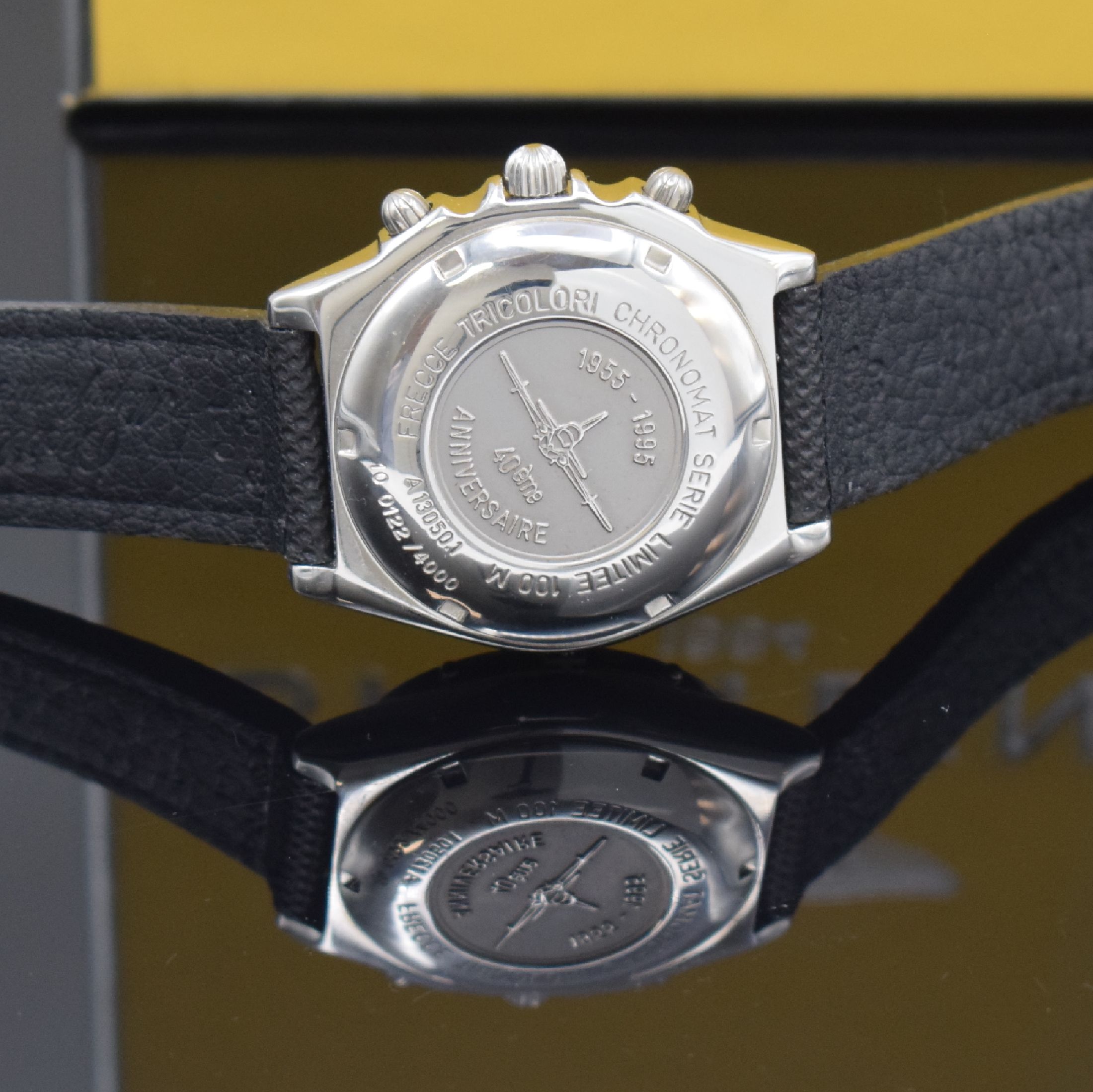 Detail d: BREITLING Armbandchronograph aus der Serie Kunstflugstaffeln hier P.A.N. frecce tricolori Referenz A13050.1, Automatik, Schweiz um 1995, auf 4000 ...