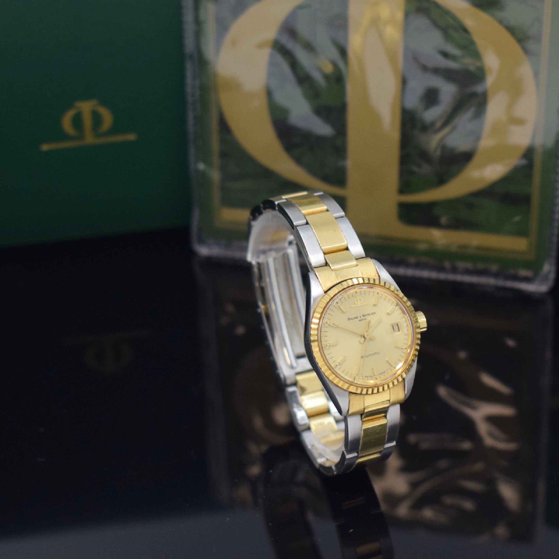 Detail b: BAUME & MERCIER Damenarmbanduhr Baumatic Referenz 1215 2, Automatik, Edelstahl/Gold kombiniert inkl. Gliederband m. Faltschl., Boden verschr., ...