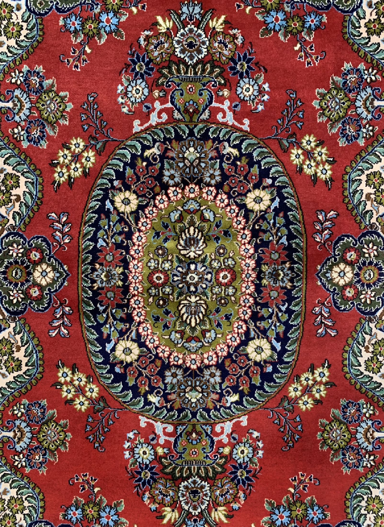 Detail b: Ghom Kork, Persien, ca. 40 Jahre, Korkwolleauf Baumwolle, ca. 210 x 136 cm, gereinigt, EHZ: 1-2