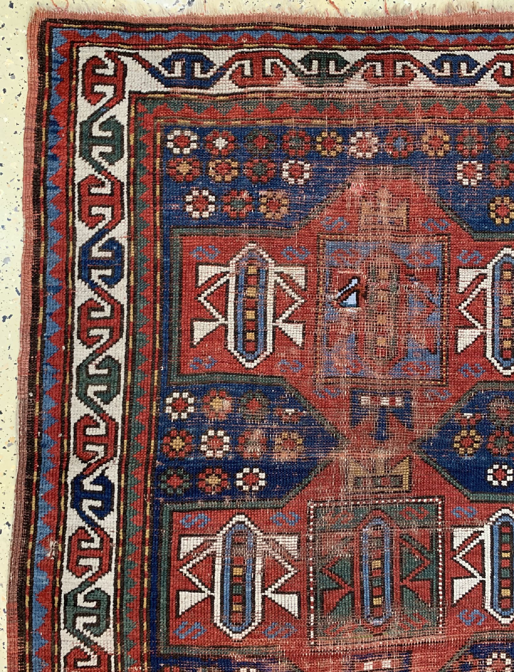 Detail d: Kazak antik, Kaukasus, 19.Jhd, Wolle auf Wolle, ca. 200 x 102 cm, EHZ: 3