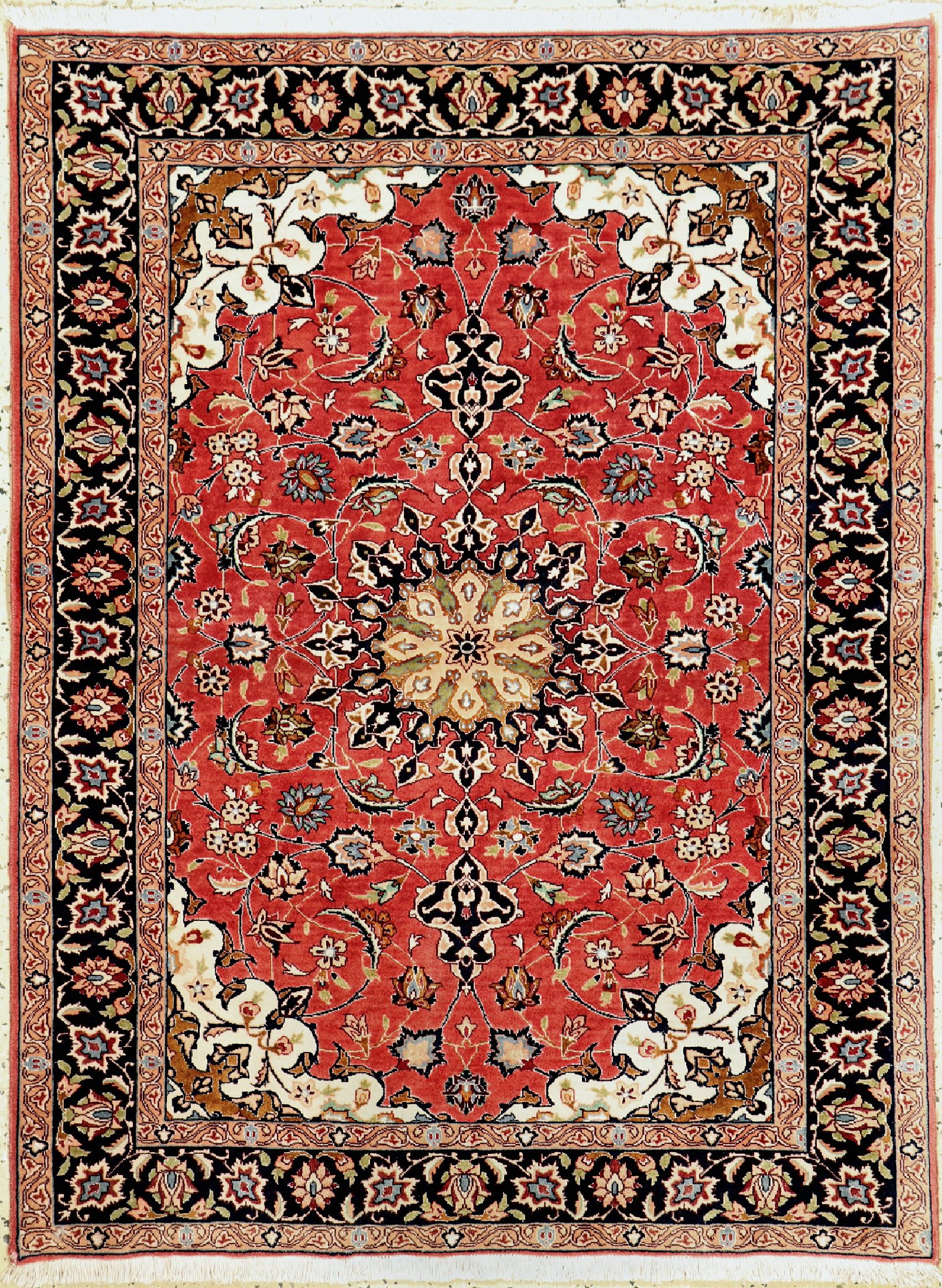 Täbriz fein(50 Raj), Persien, ca. 40 Jahre,Korkwolle mit Seide, ca. 140 x 108 cm, gefärbt, EHZ: 1-2