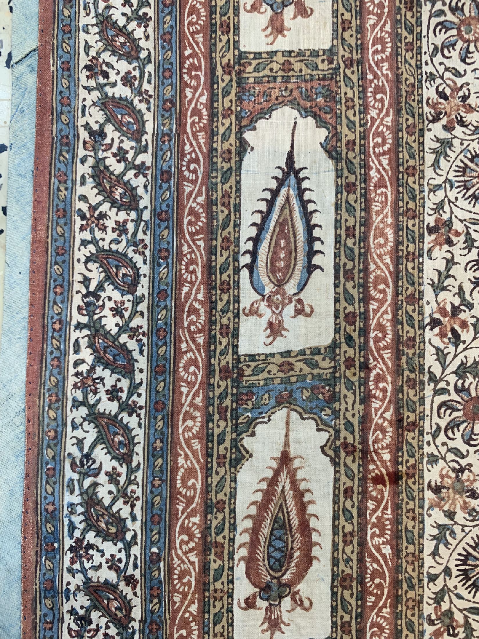 Detail d: Ghalamkar, Kerman, um 1950, Stoffmalerei(bedruckt), ca. 144 x 92 cm, EHZ: 2