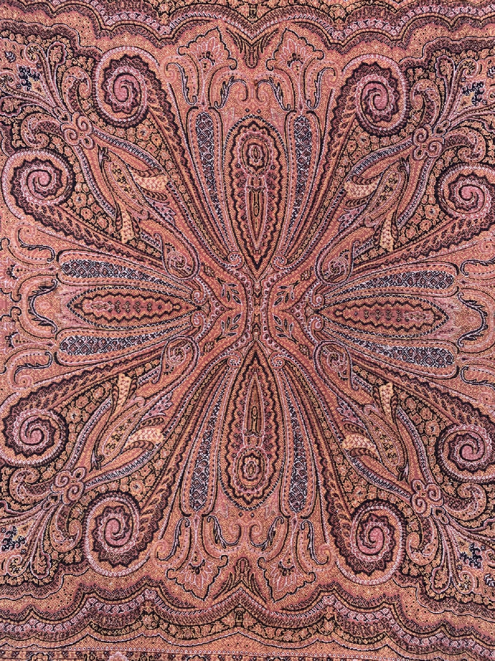 Detail d: 2 Kaschmir Schal, Indien, ca. 60 Jahre, Baumwolle, ca. 130 x 114 cm, EHZ: 2