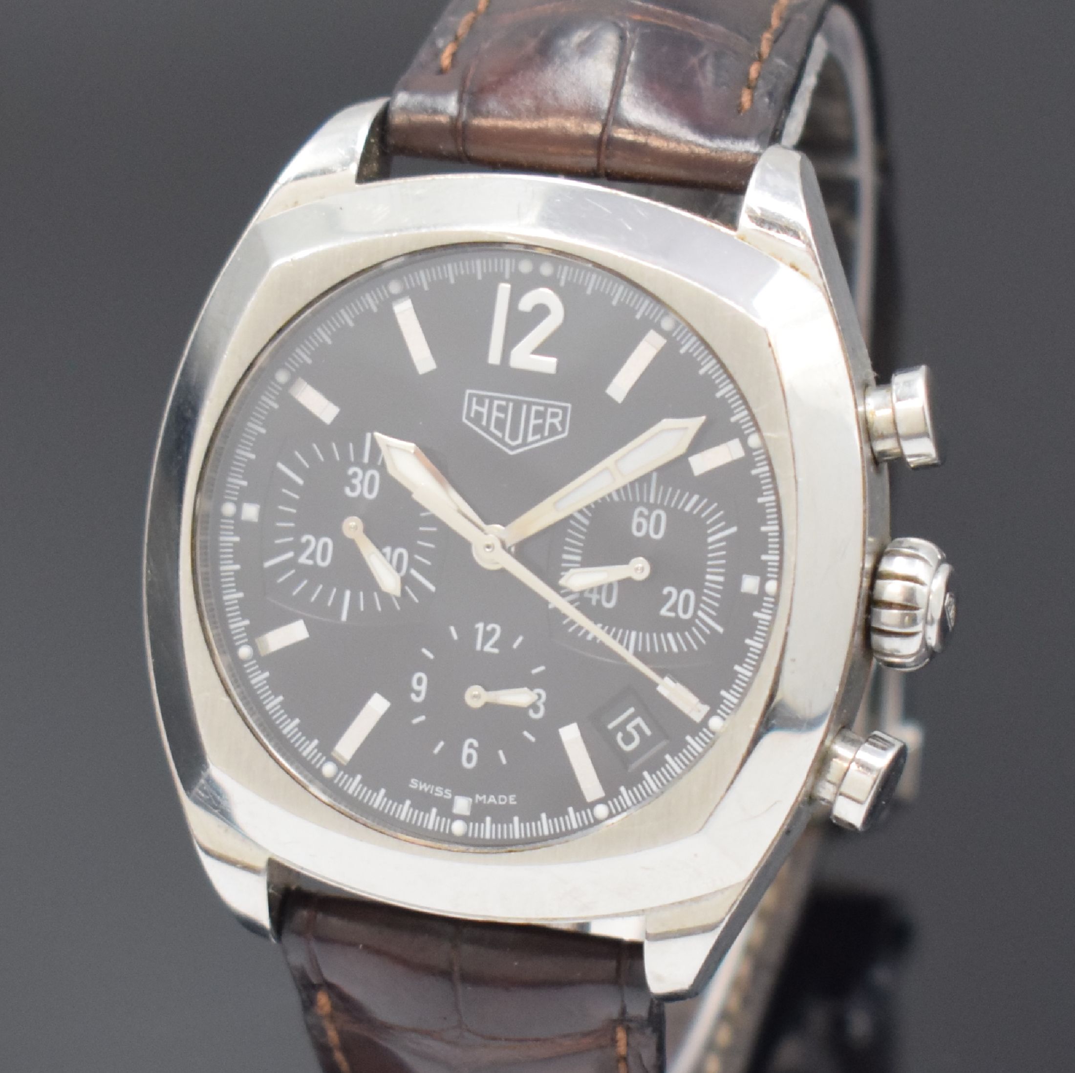 Detail a: HEUER Monza Herrenarmbanduhr mit Chronograph Referenz CR2110, Schweiz um 2000, Automatik, 2-teil. Edelstahlgeh., Boden 4-fach verschr., orig. ...