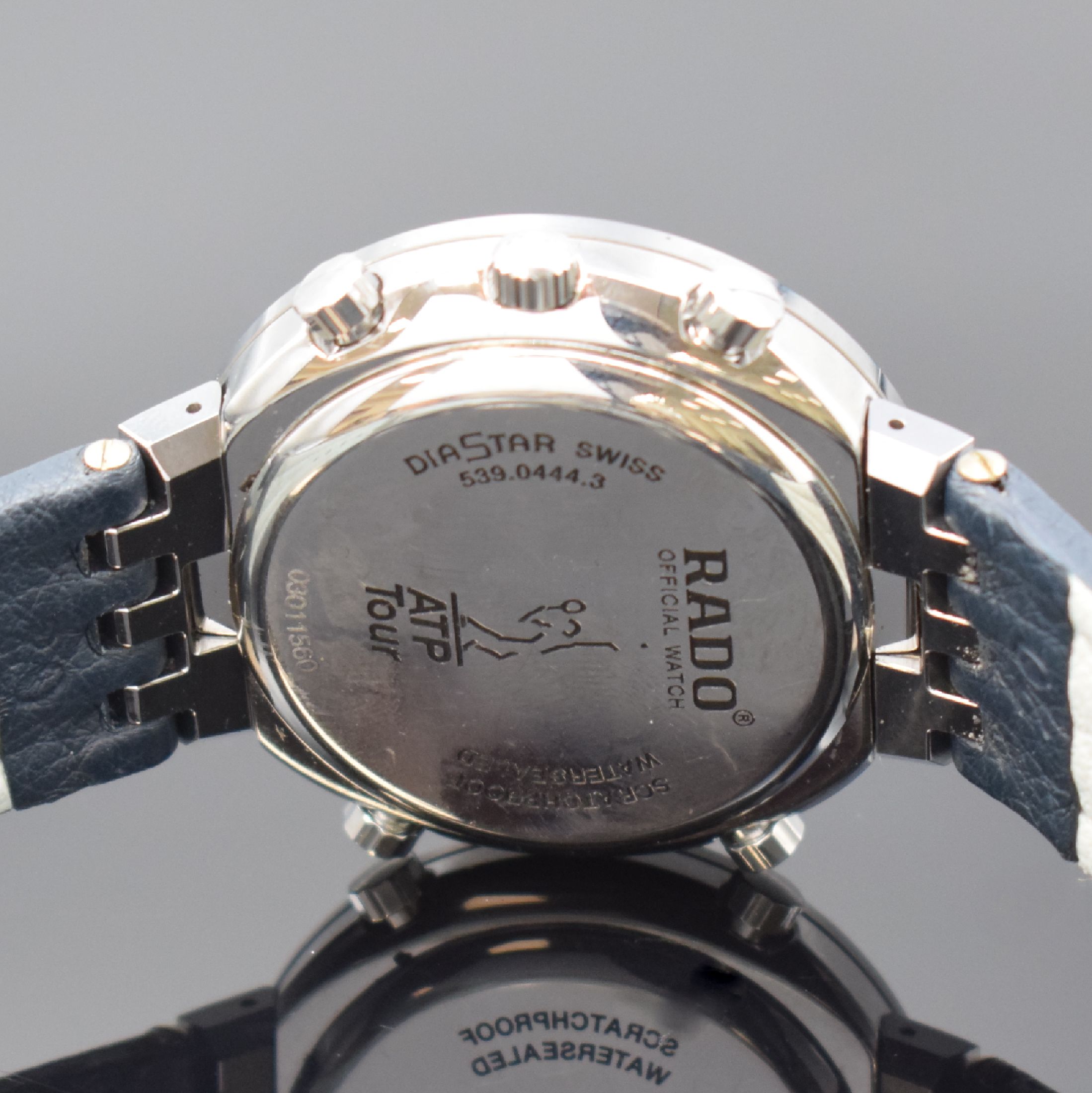 Detail c: RADO Diastar Herrenarmbanduhr mit digitaler Anzeige, Schweiz 1990er Jahre, Ref. 539.0444.3, quarz, Edelstahlgeh. inkl. orig. Lederband m. dopp. ...