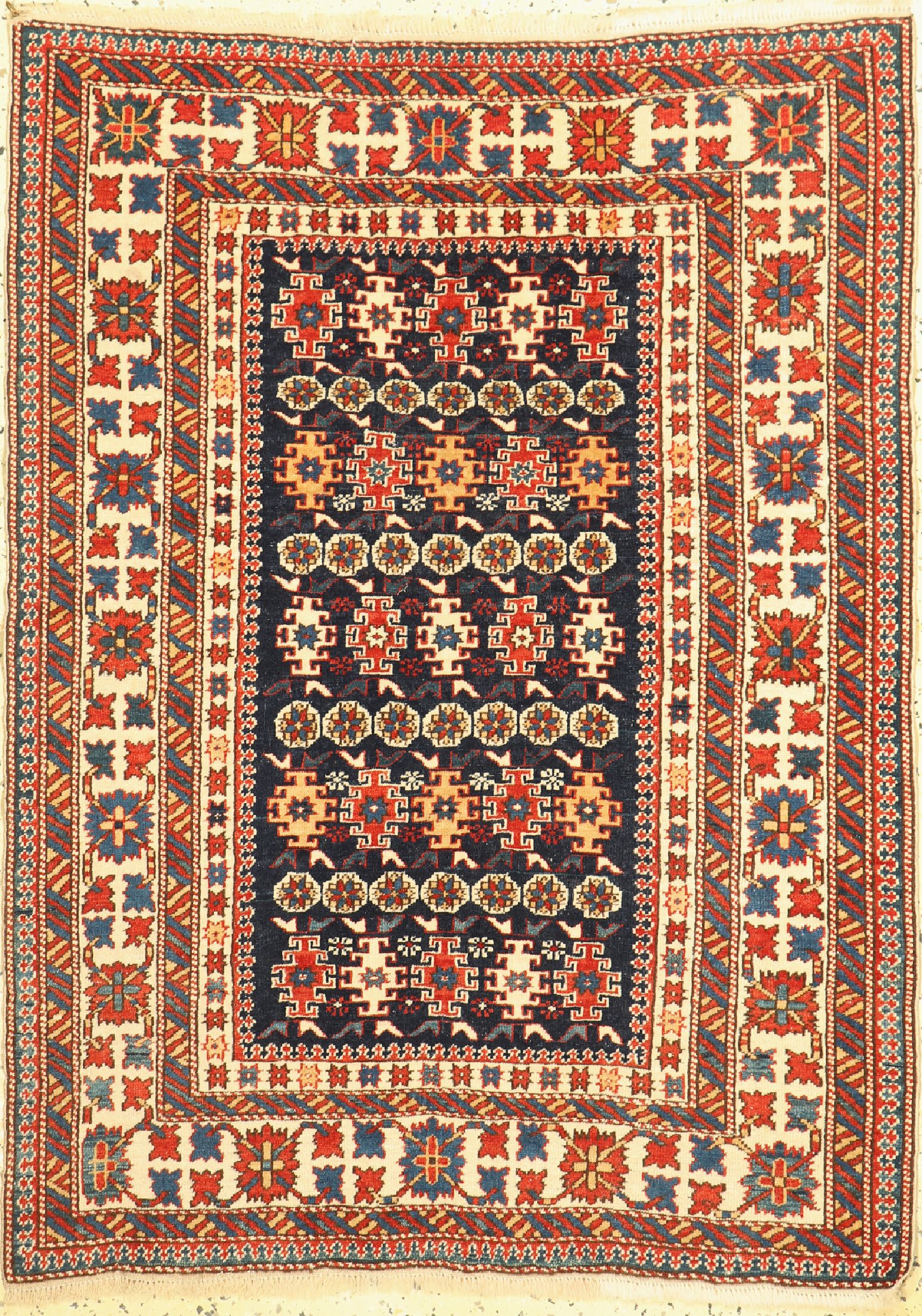 Antiker Chichi, Kaukasus, um 1900, Wolle auf Wolle, ca. 135 x 98 cm, EHZ: 2, (Restauriert)