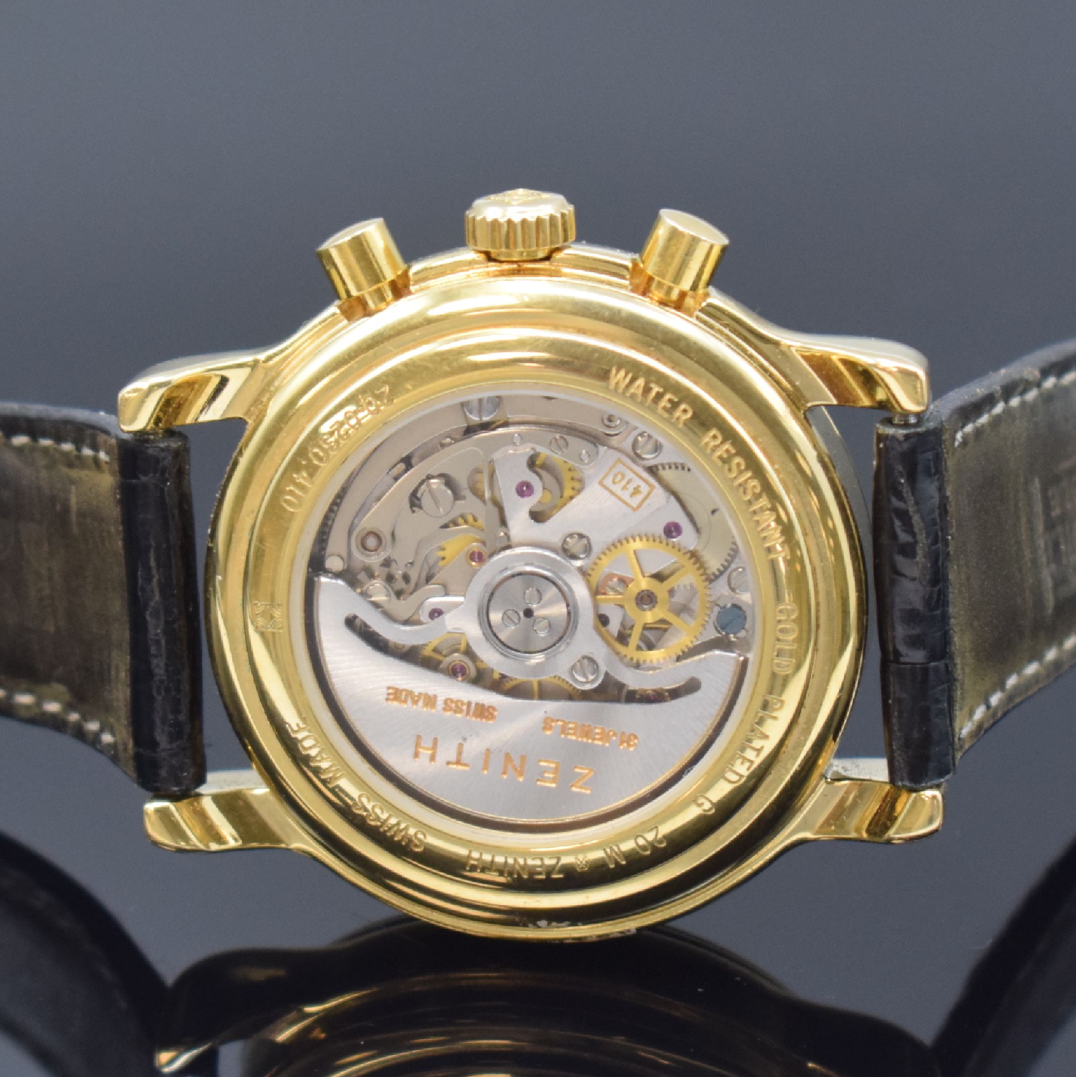 Detail d: ZENITH El Primero Schaltradchronograph mit Vollkalenderanzeige inklusive Mondphase Referenz 20-0230.410, Schweiz um 1993, Automatik, verg. Geh. inkl. ...