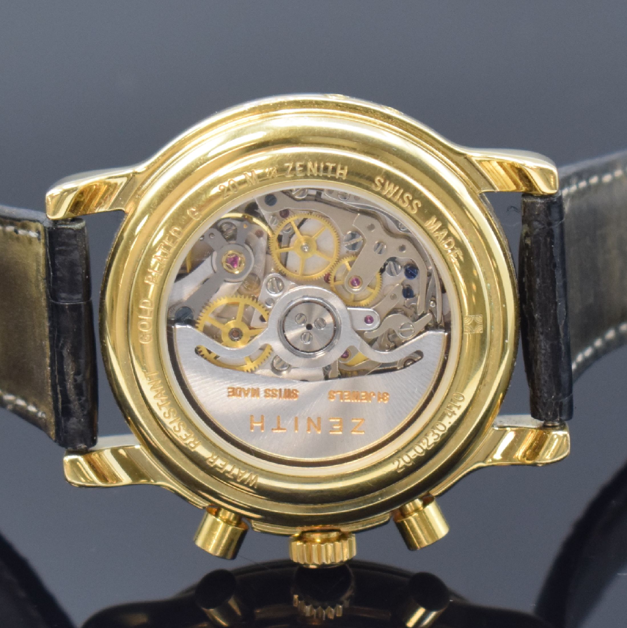 Detail e: ZENITH El Primero Schaltradchronograph mit Vollkalenderanzeige inklusive Mondphase Referenz 20-0230.410, Schweiz um 1993, Automatik, verg. Geh. inkl. ...