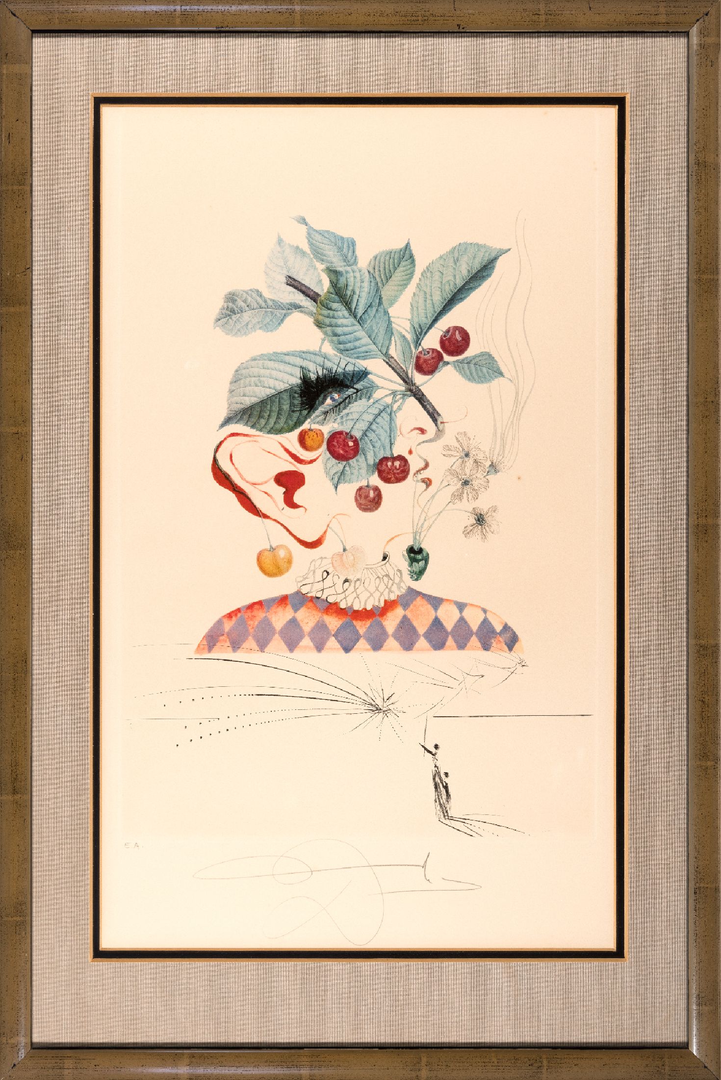Salvador Dali, 1904-1989, "Cerises Pierrot",1969/70, aus Floradali (Les Fruits), Ed. E.A. aus geringer Auflage, Kaltnadelradierung über ...