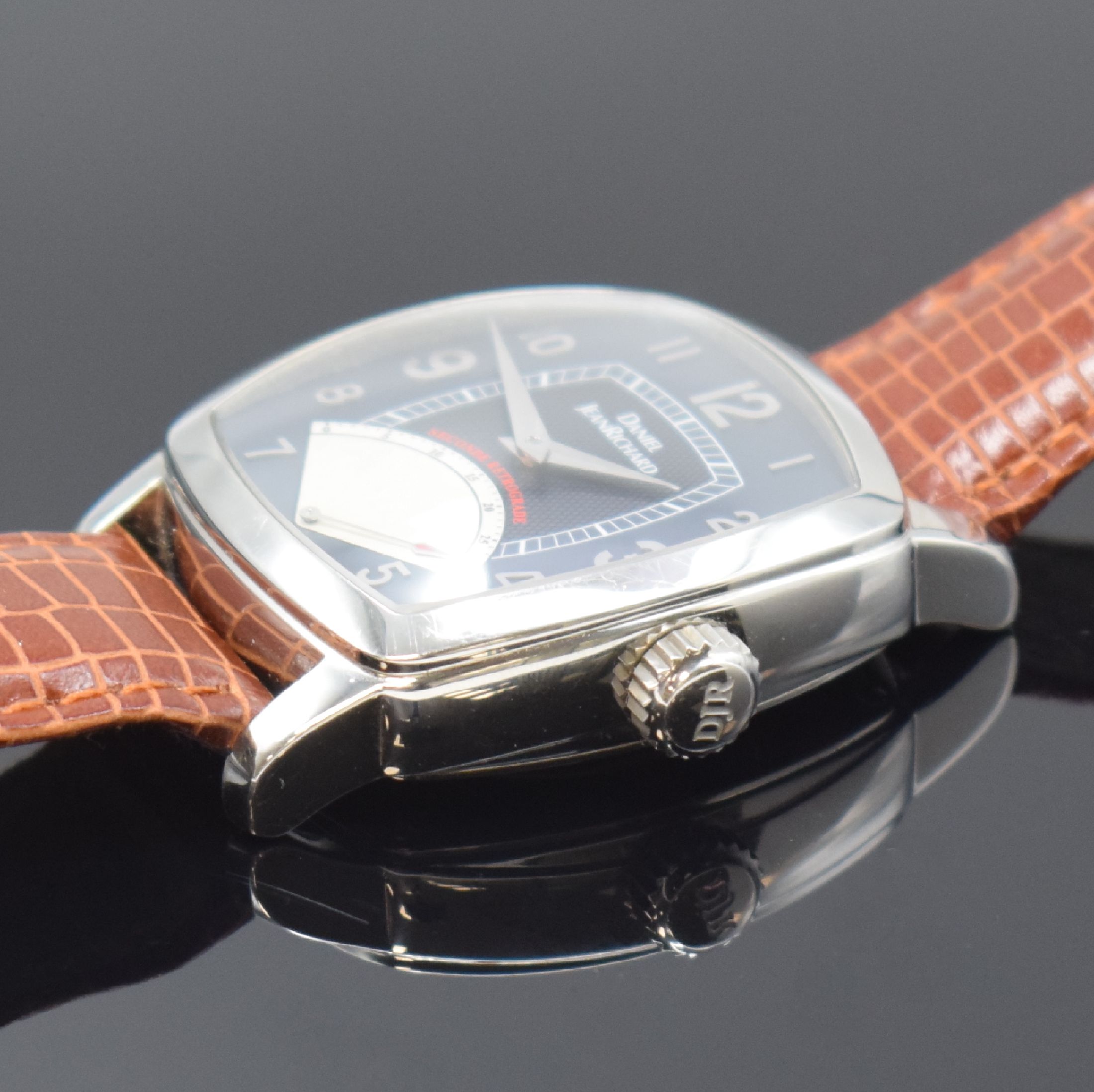 Detail b: DANIEL JEAN RICHARD Armbanduhr mit retrograder Sekunde in Stahl Referenz 45006, Schweiz um 2000, Automatik, beids. vergl. Tonneau-Geh., Boden 4-fach ...