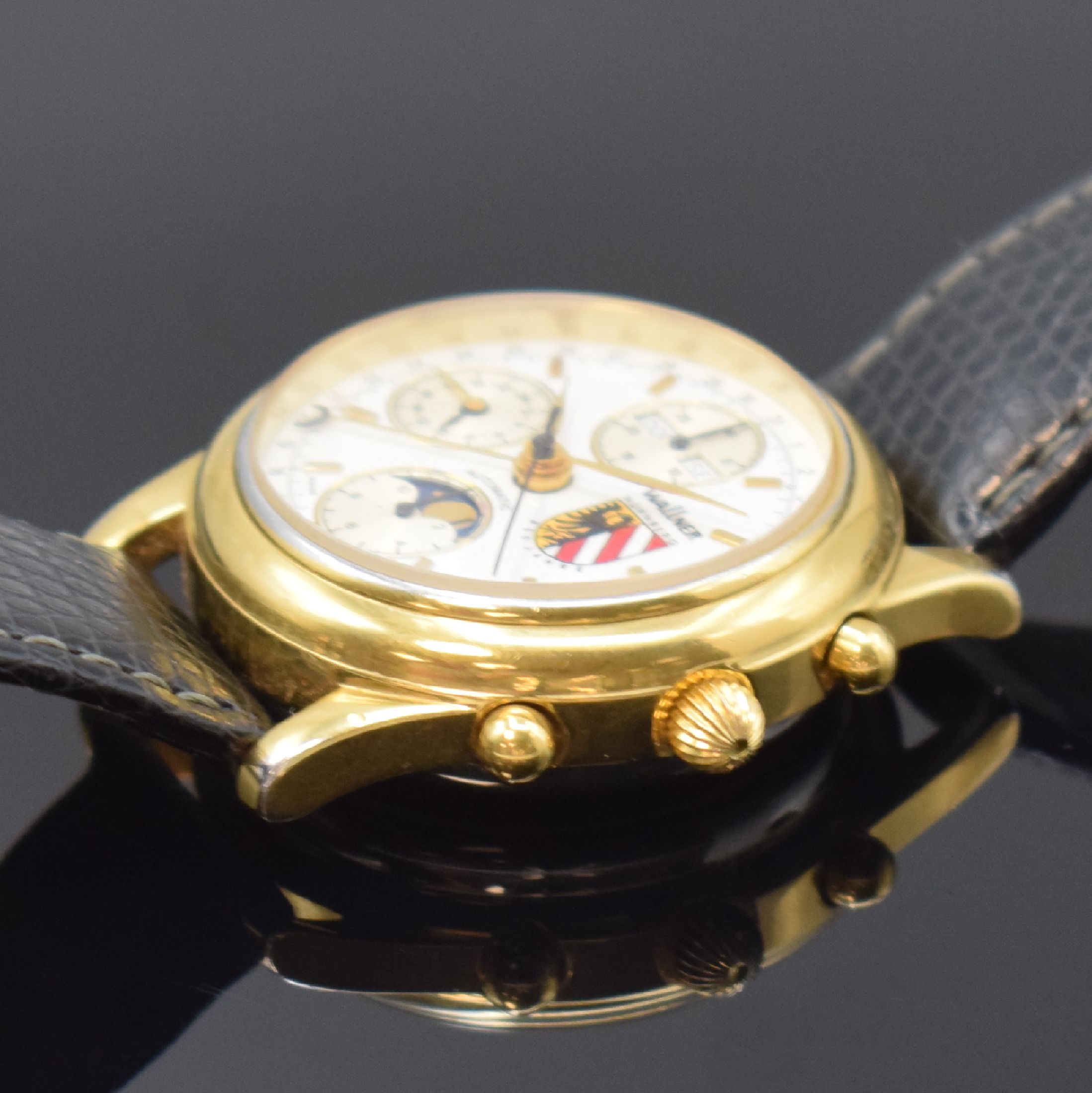 Detail b: WALLNER Armbandchronograph "950 Jahre Nürnberg" mit Vollkalender und Mondphase, Schweiz um 2000, Automatik, verg. Geh. beids. vergl., ...