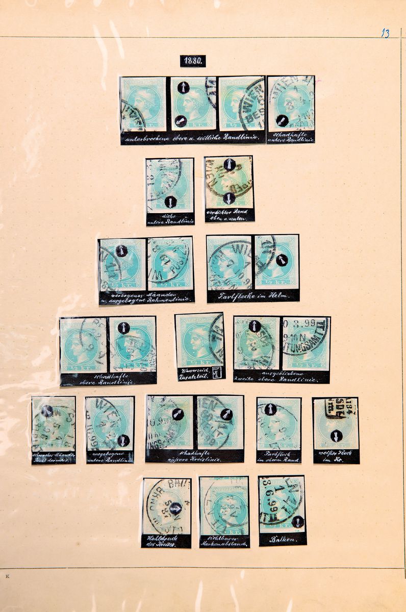 Briefmarkensammlung und Steuermarken, Zeitungsmarken Michel Nr. 42, 43 in versch. Variationen, gesammelt und beschriftet, in großer Detailfülle, ...