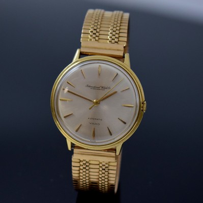 IWC Automatic Yard Armbanduhr in GG 750/000 am neutralen Goldband in RG 750/000, Schweiz um 1960, 2-tlg. Geh., Boden aufgedr., orig. Krone, silb. ...